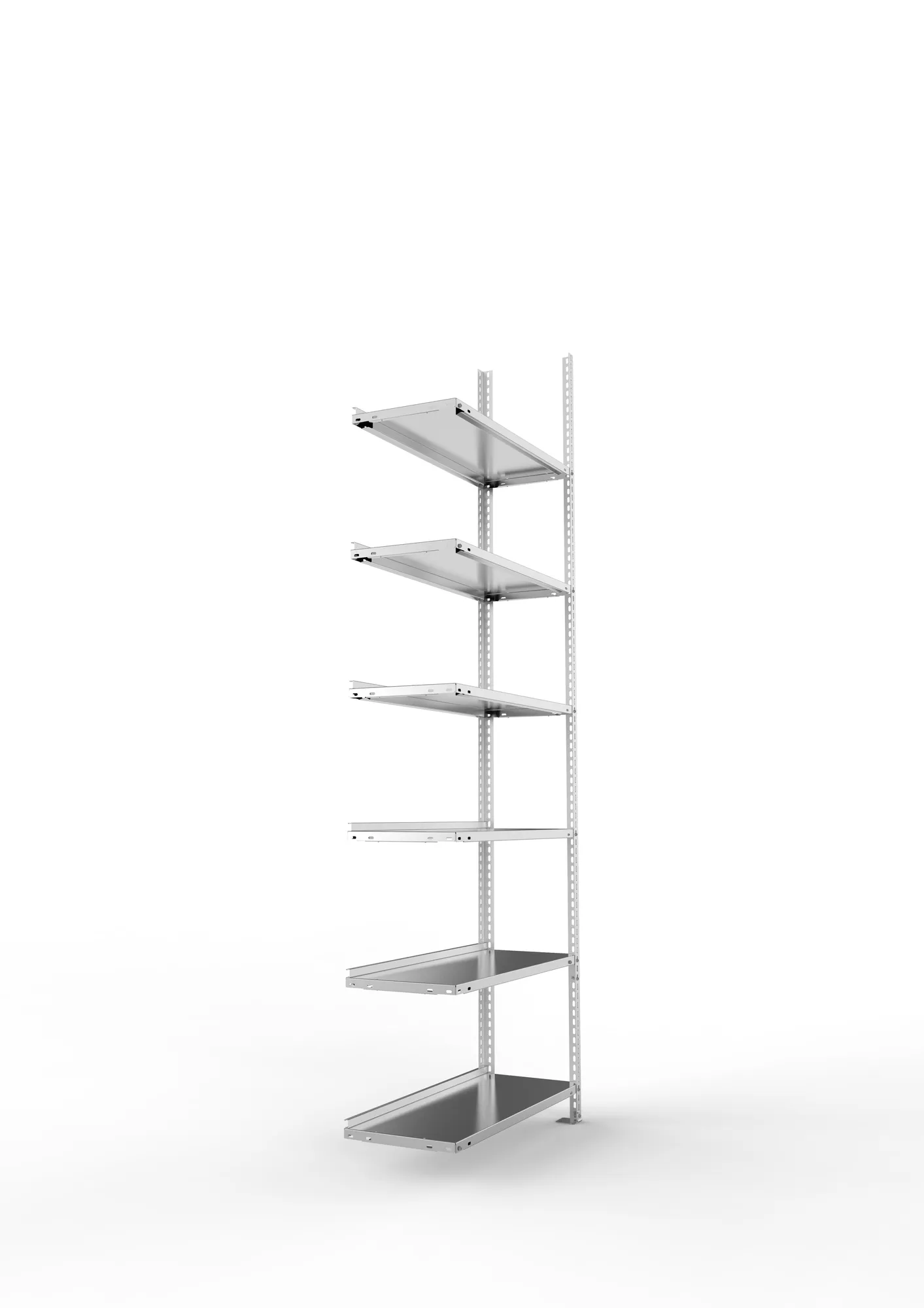 META FIX COMPACT | Büro-Schraubregal | Anbauregal | 2200 x 750 x 300 mm | Fachlast 80 kg | 6 Ebenen | verzinkt