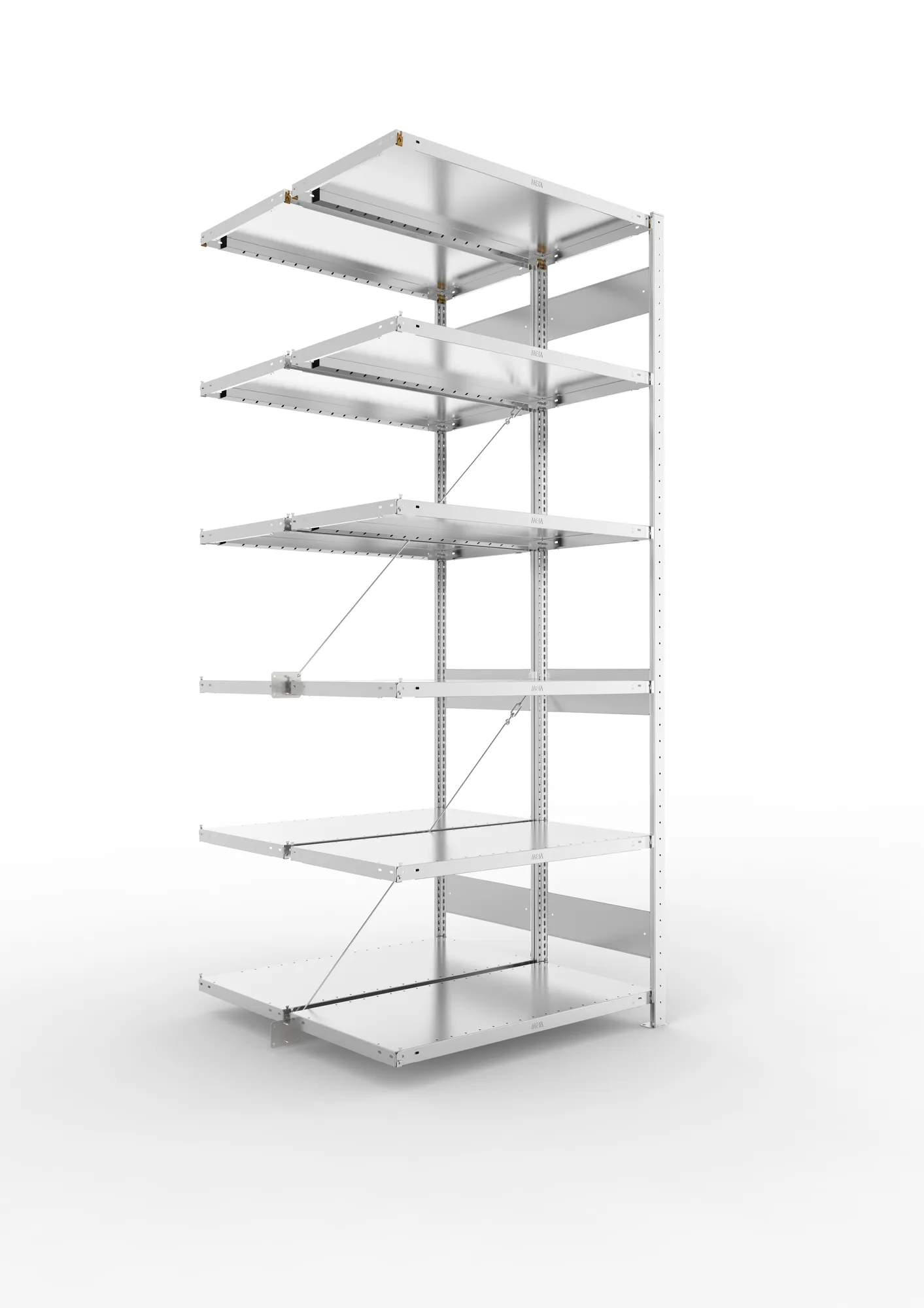 META CLIP | Fachbodenregal | Doppel-Anbauregal | 2500 x 1000 x 500 mm | Fachlast 100 kg | 5+1 Ebenen | verzinkt