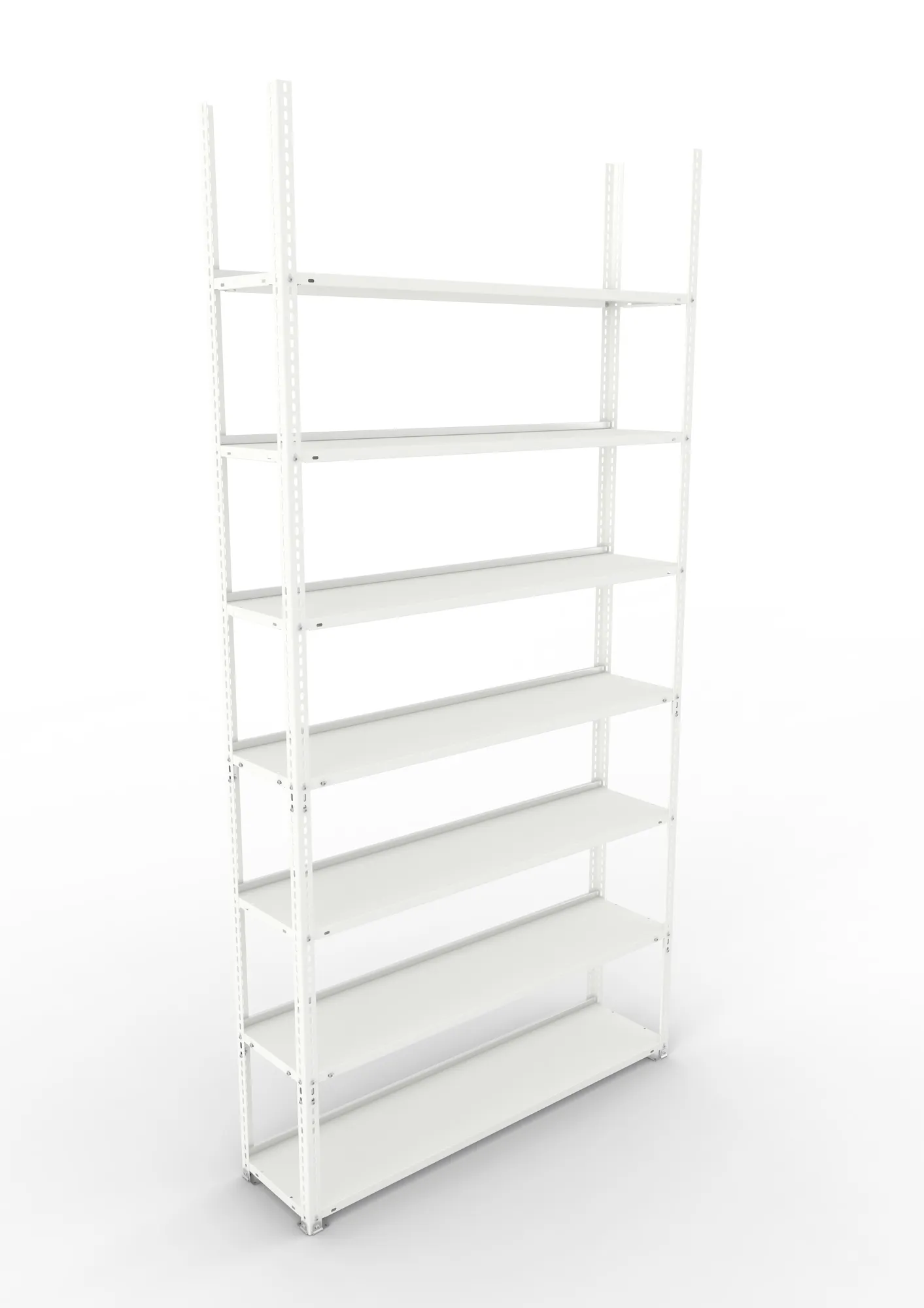 META FIX COMPACT | Büro-Schraubregal | Grundregal | 2500 x 1250 x 300 mm | Fachlast 80 kg | 7 Ebenen | RAL 7035