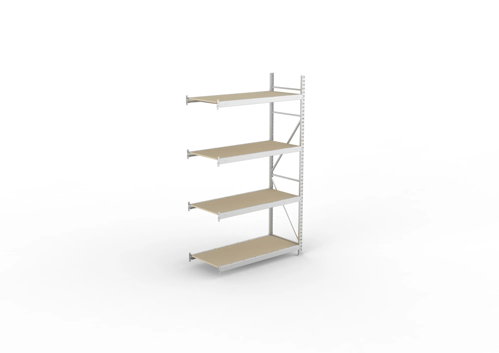 META MINI-RACK Weitspannregal | Anbauregal | 2500 x 1400 x 650 mm | Fachlast 600 kg | Spanplattenböden | 4 Ebenen