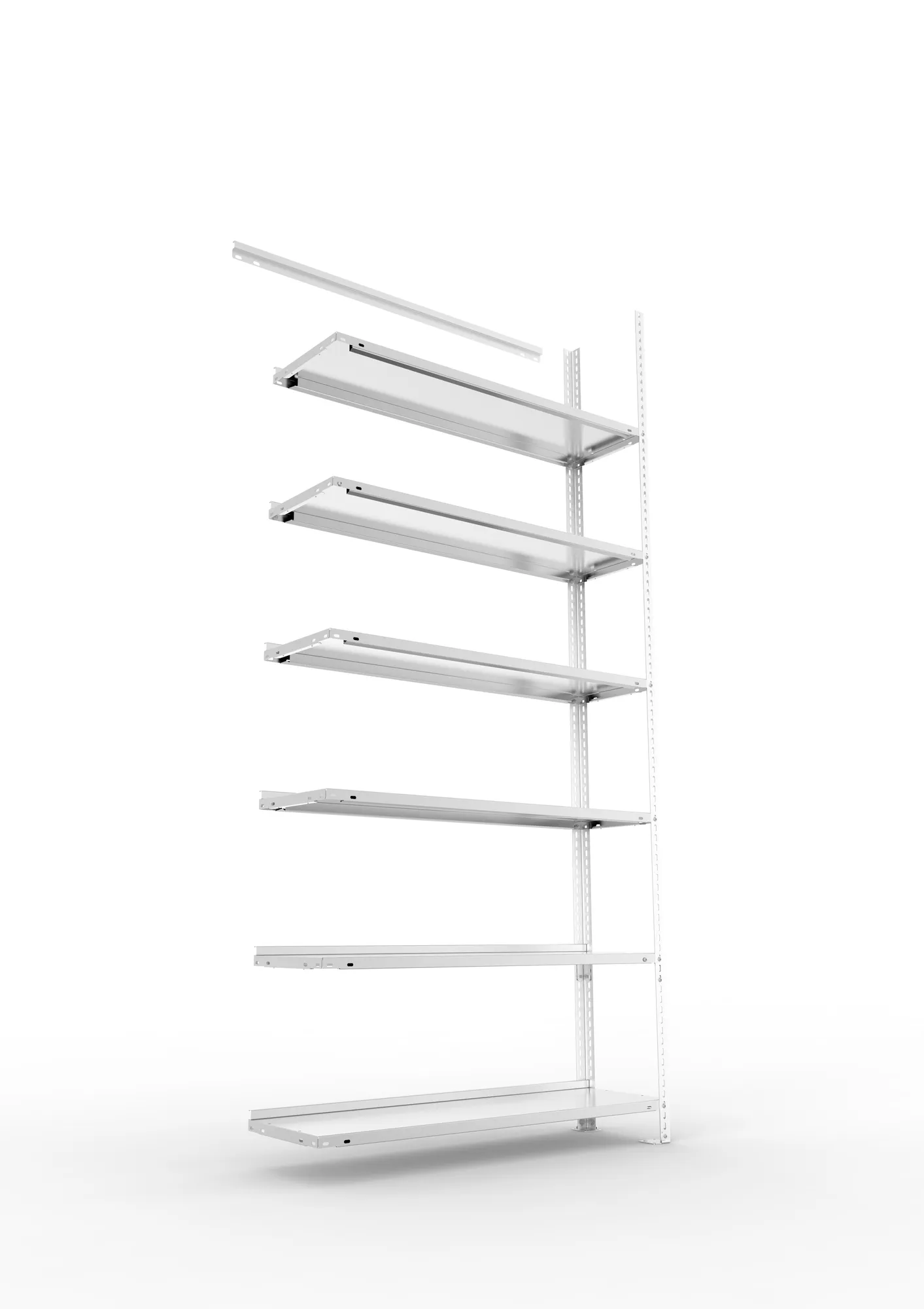 META FIX COMPACT | Büro-Schraubregal | Anbauregal | 2200 x 1000 x 300 mm | Fachlast 80 kg | 6 Ebenen | verzinkt