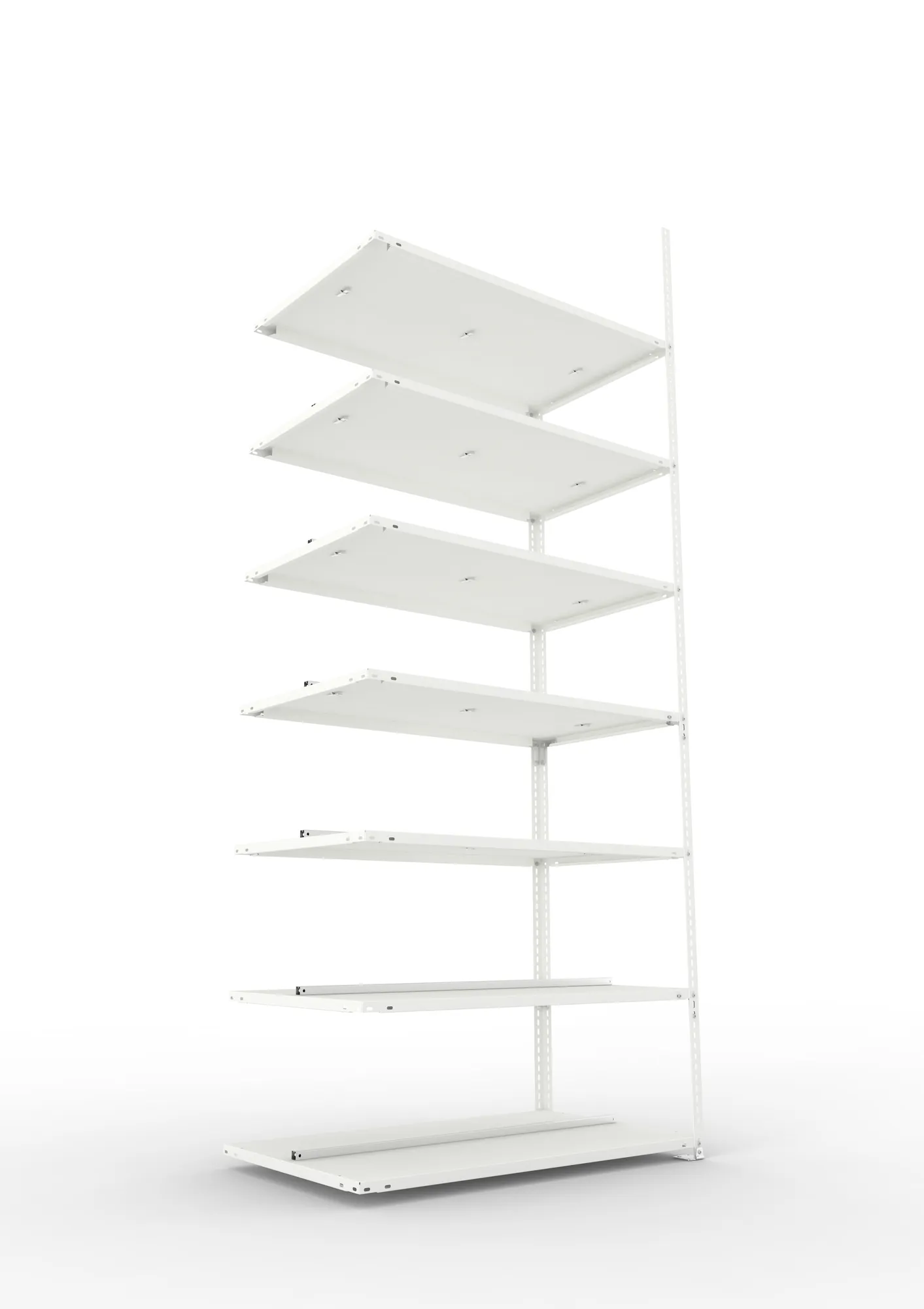 META FIX COMPACT | Büro-Schraubregal | Anbauregal | 2500 x 1000 x 600 mm | Fachlast 100 kg | 7 Ebenen | RAL 7035