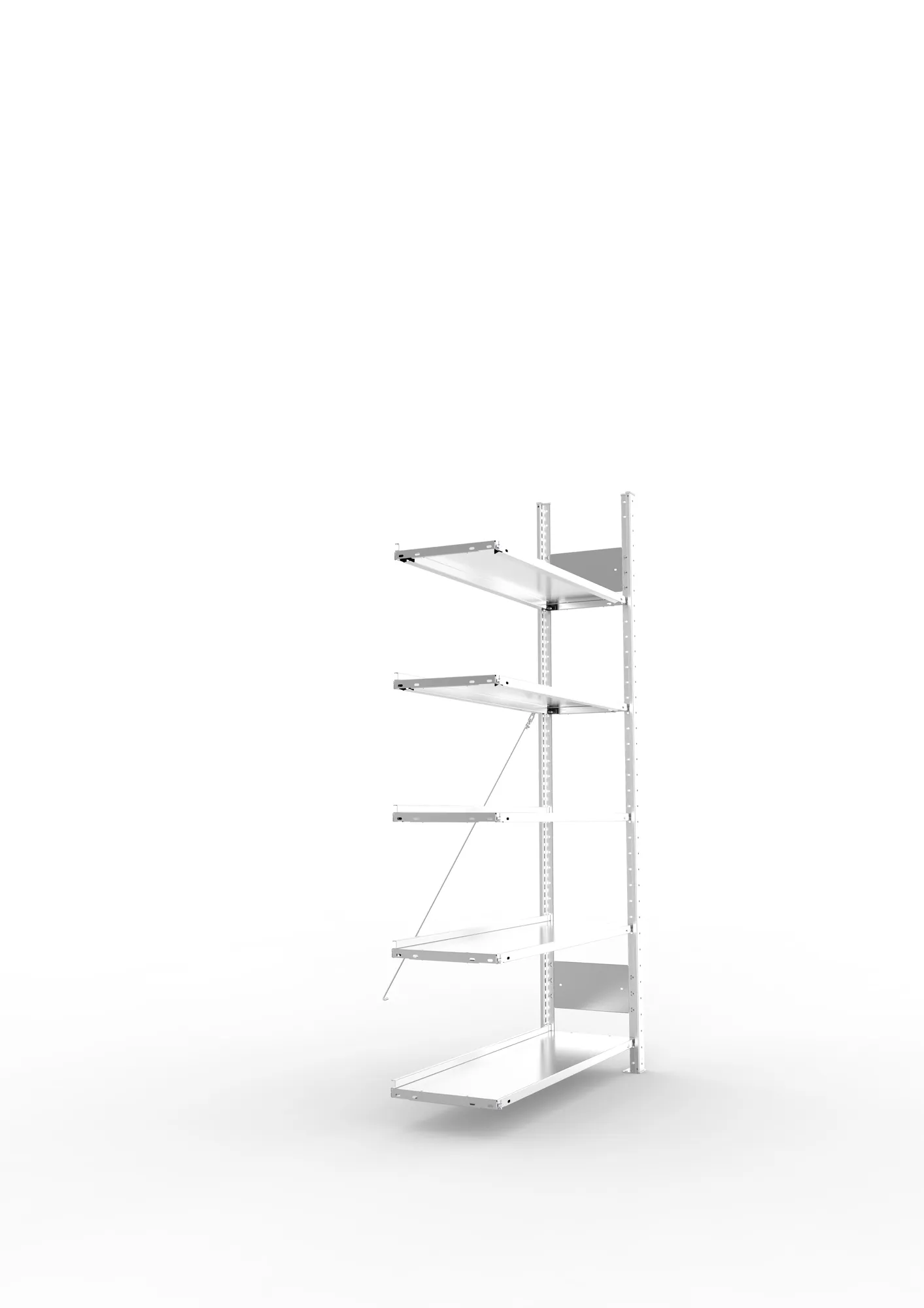 META COMPACT S3| Büro-Steckregal | Anbauregal | 1850 x 1000 x 300 mm | Fachlast 80 kg | 5 Ebenen | Endanschlag | verzinkt
