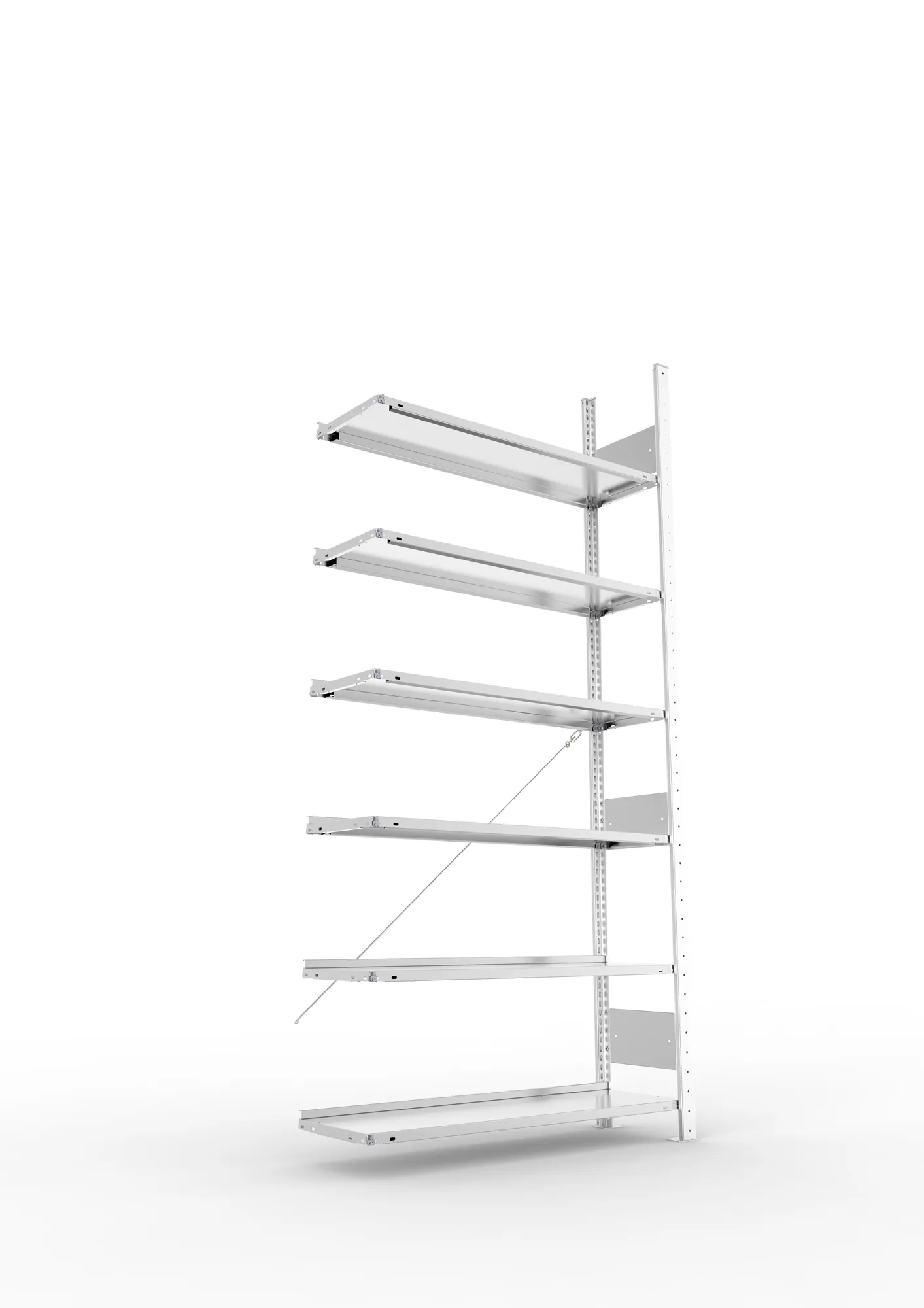 META COMPACT S3| Büro-Steckregal | Anbauregal | 2200 x 1000 x 300 mm | Fachlast 80 kg | 6 Ebenen | Endanschlag | verzinkt