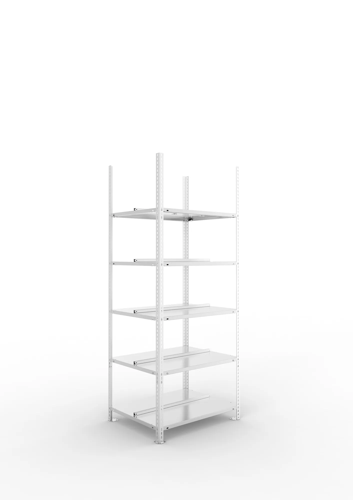 META FIX COMPACT | Büro-Schraubregal | Grundregal | 1850 x 750 x 600 mm | 90 kg | 5 Ebenen | verzinkt