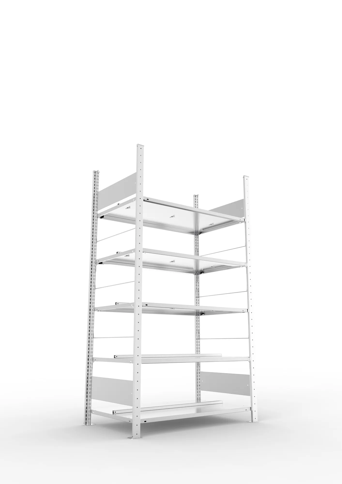 META COMPACT S3| Büro-Steckregal | Doppel-Grundregal | 1850 x 1000 x 600 mm | Fachlast 100 kg | 5 Ebenen | Mittelanschlag | verzinkt