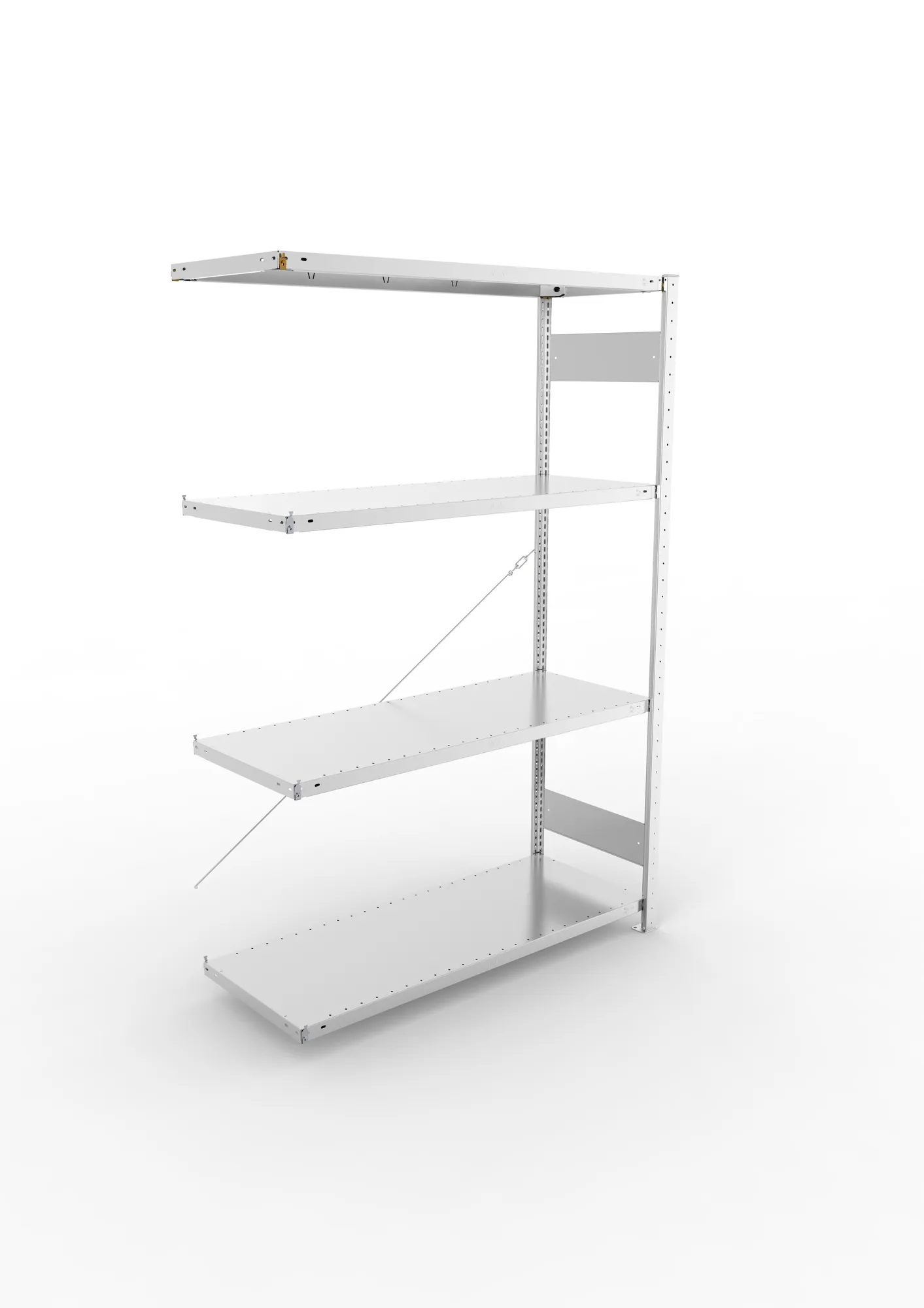 META CLIP | Fachbodenregal | Anbauregal | 2000 x 1300 x 500 mm | Fachlast 230 kg | 3+1 Ebenen | verzinkt