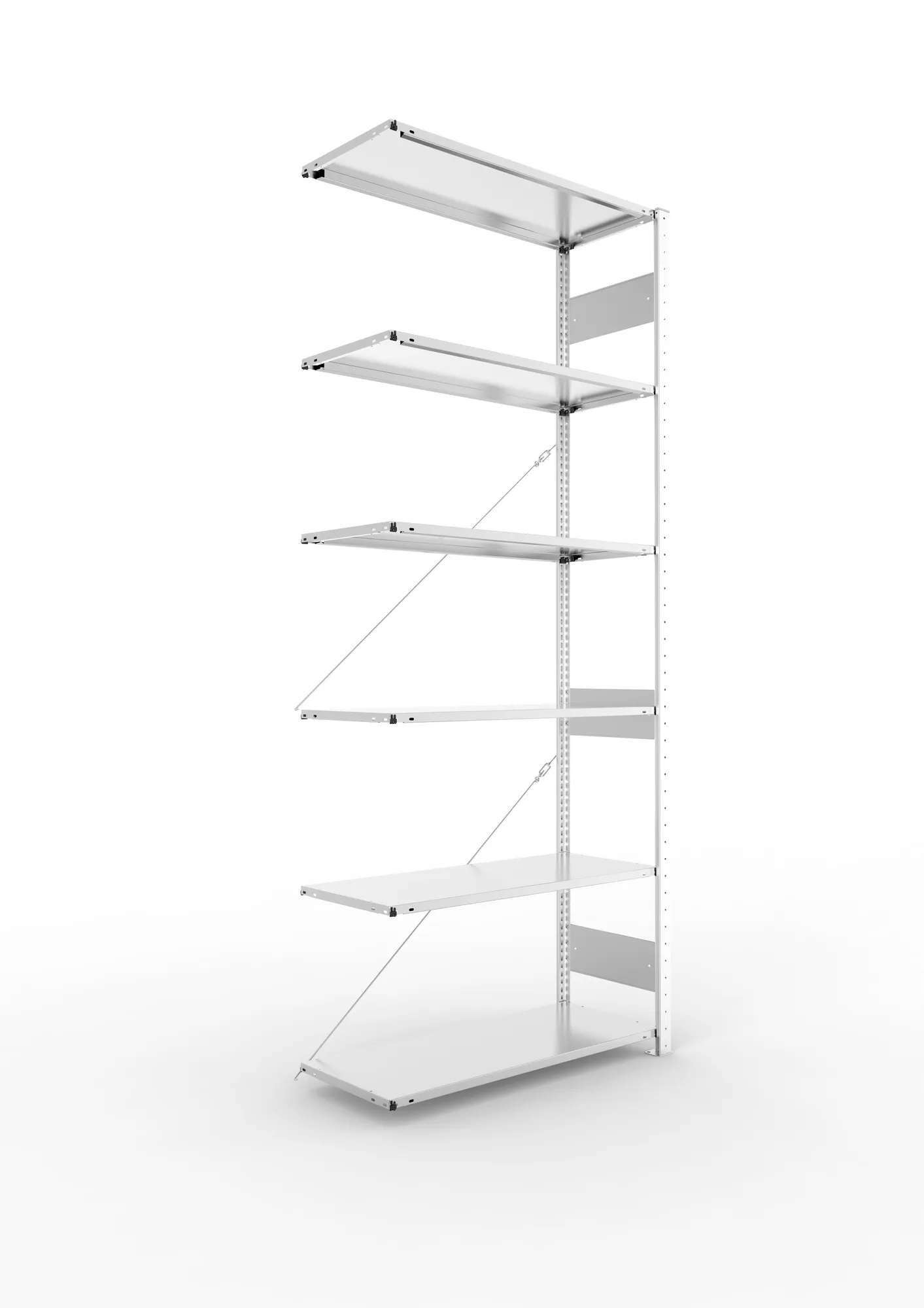META CLIP S3 | Fachbodenregal | Anbauregal | 2500 x 1000 x 400 mm | Fachlast 80 kg | 5+1 Ebenen | verzinkt