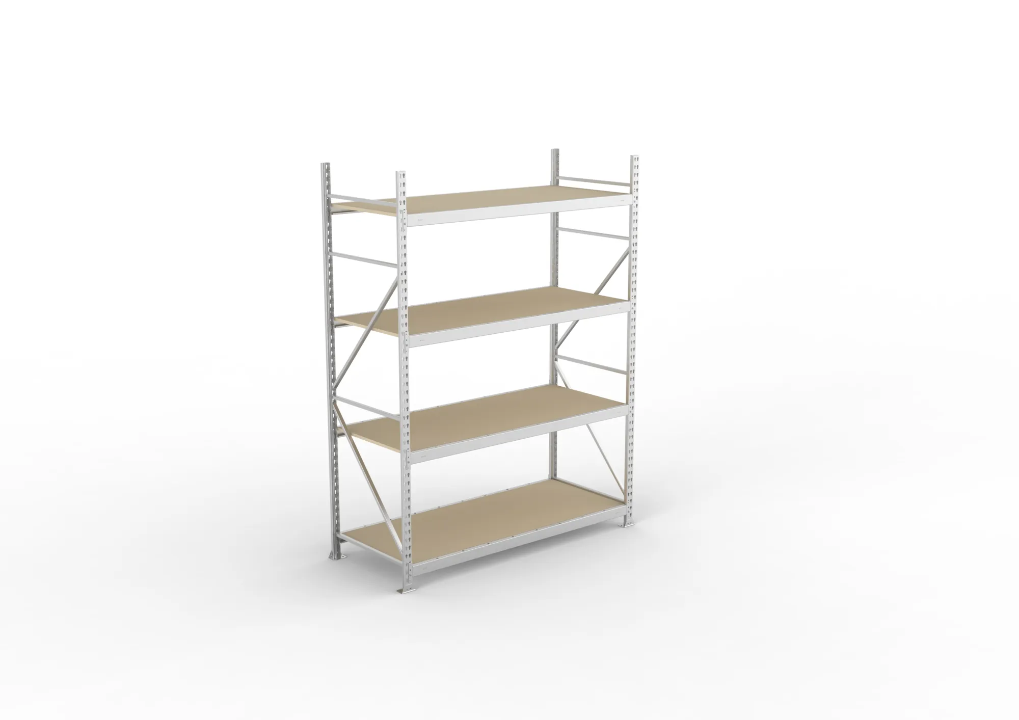META MINI-RACK Weitspannregal | Grundregal | 2500 x 1800 x 800 mm | Fachlast 600 kg | Spanplattenböden | 4 Ebenen