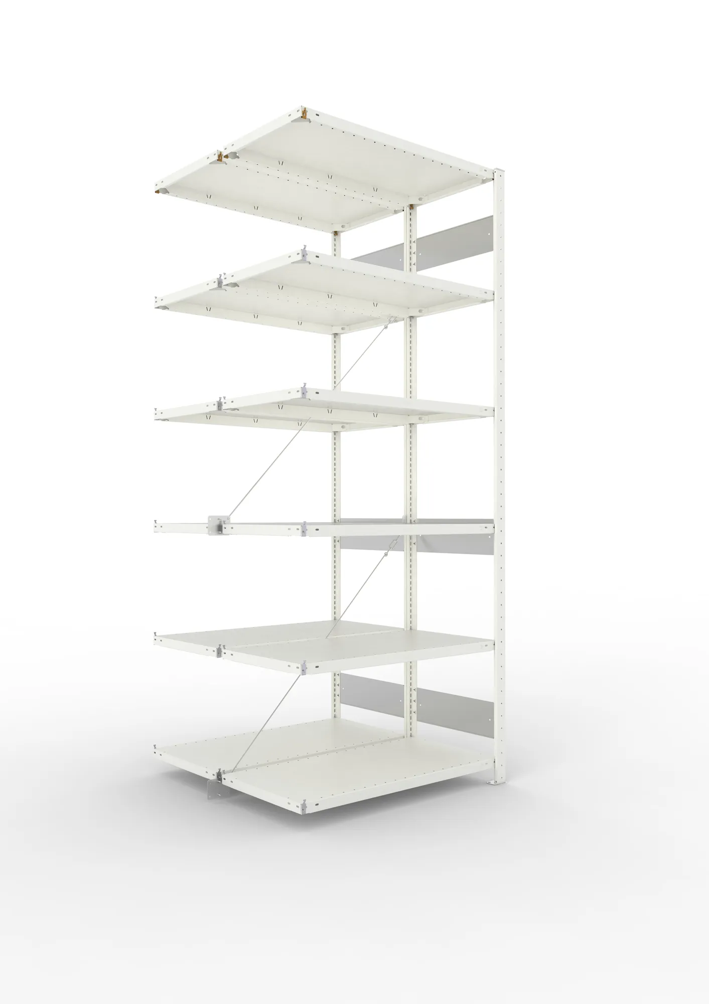 META CLIP S3 | Fachbodenregal | Doppel-Anbauregal | 2500 x 1000 x 500 mm | Fachlast 150 kg | 5+1 Ebenen | RAL 7035