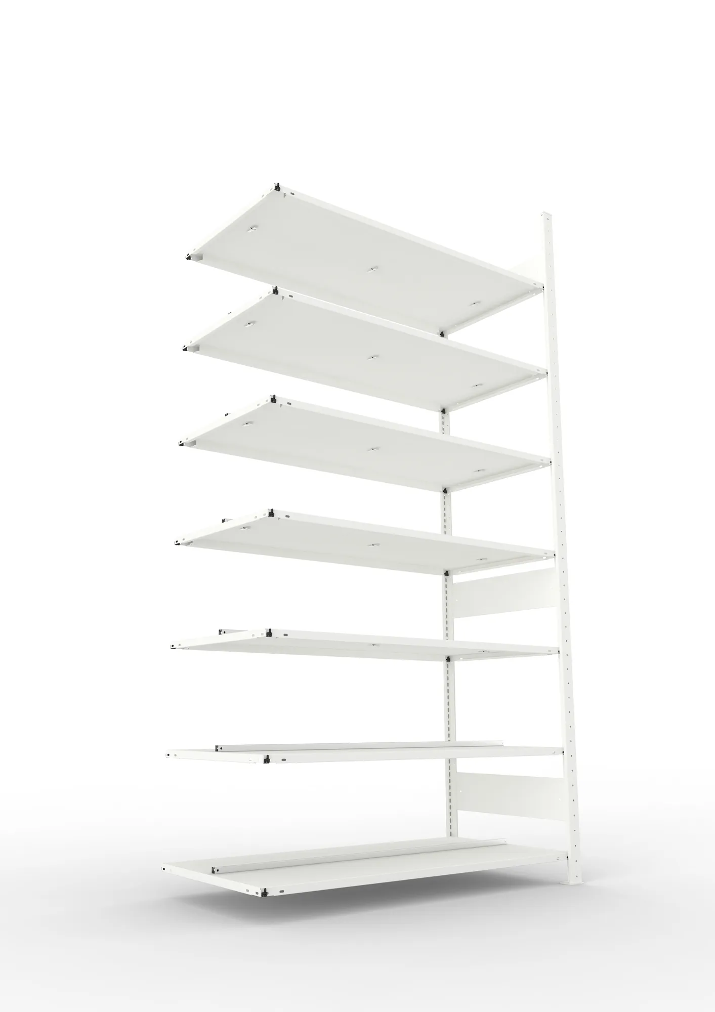 META COMPACT | Büro-Steckregal | Anbauregal | 2500 x 1250 x 600 mm | Fachlast 100 kg | 7 Ebenen | RAL 7035