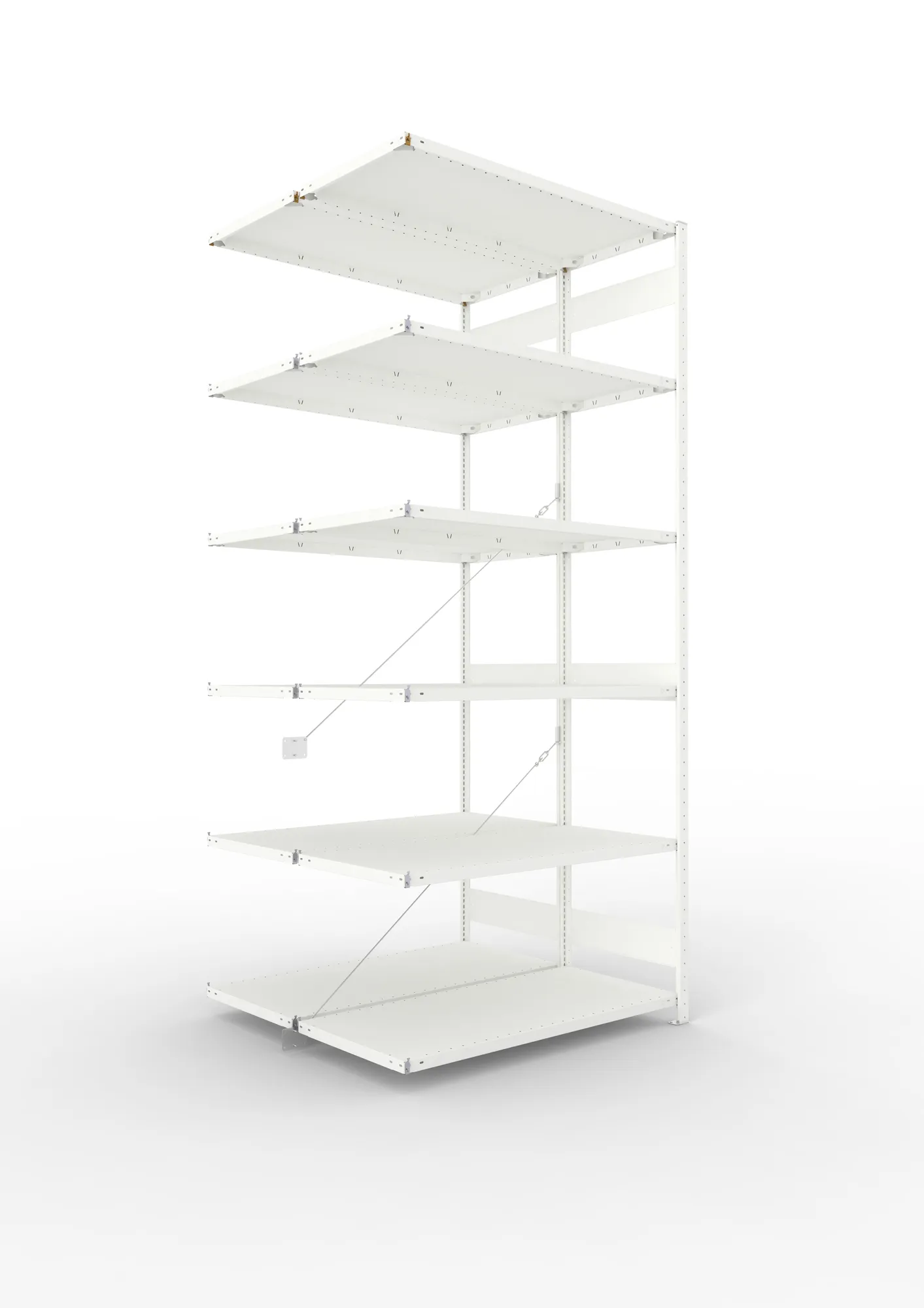 META CLIP | Fachbodenregal | Doppel-Anbauregal | 3000 x 1300 x 600 mm | Fachlast 230 kg | 5+1 Ebenen | RAL 7035