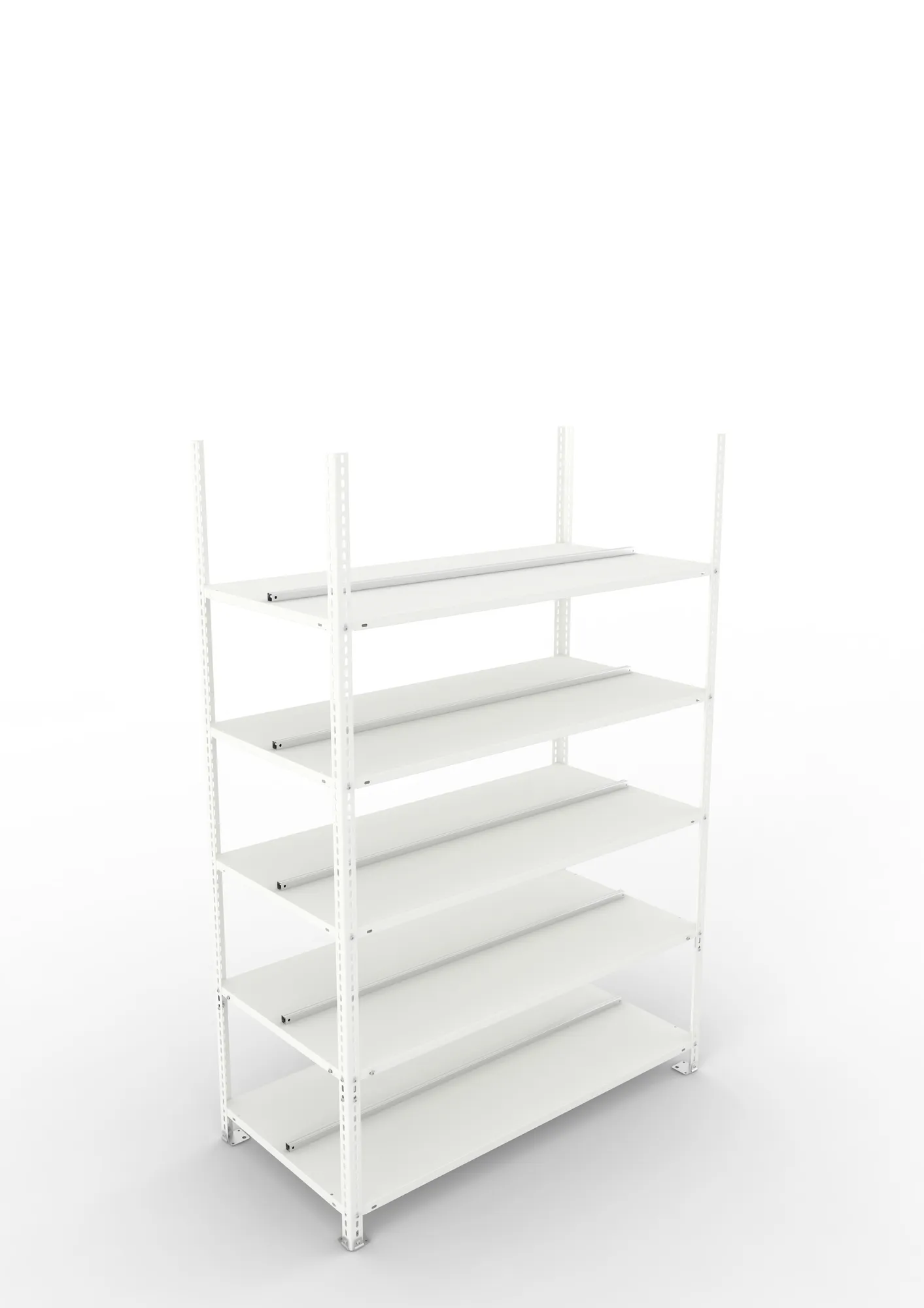 META FIX COMPACT | Büro-Schraubregal | Grundregal | 1850 x 1250 x 600 mm | Fachlast 100 kg | 5 Ebenen | RAL 7035