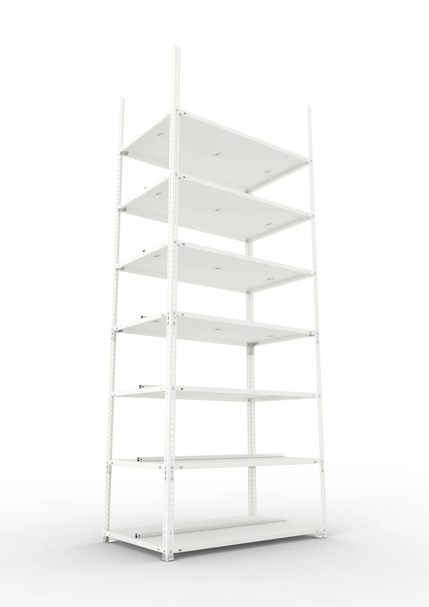 META FIX COMPACT | Büro-Schraubregal | Grundregal | 2500 x 1000 x 600 mm | Fachlast 100 kg | 7 Ebenen | RAL 7035