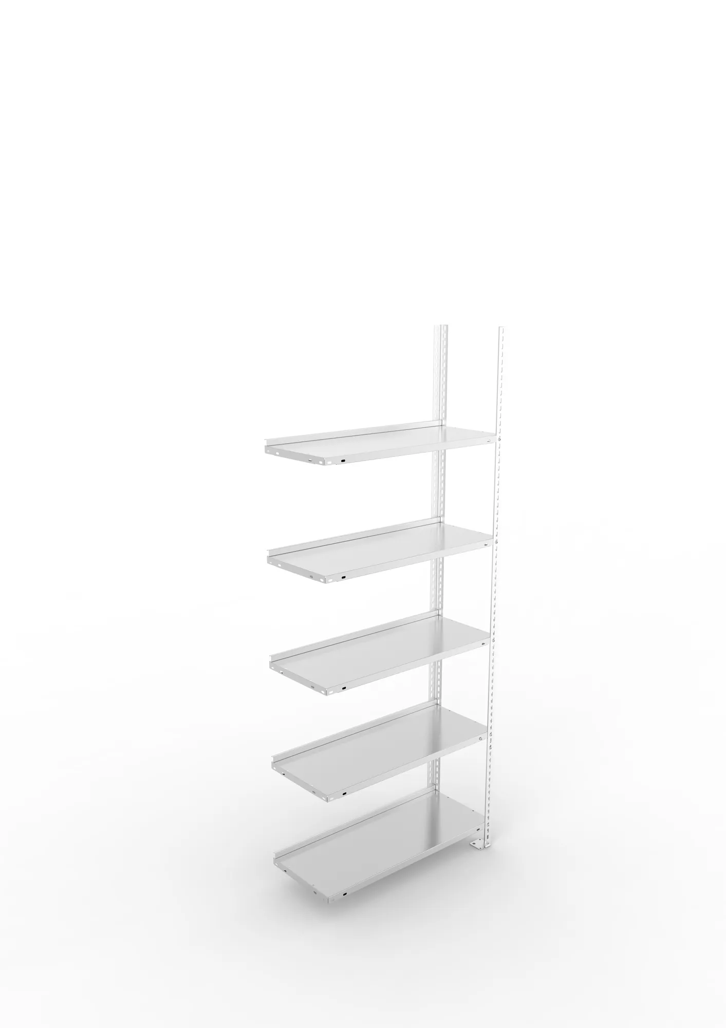 META FIX COMPACT | Büro-Schraubregal | Anbauregal | 1850 x 750 x 300 mm | Fachlast 80 kg | 5 Ebenen | verzinkt