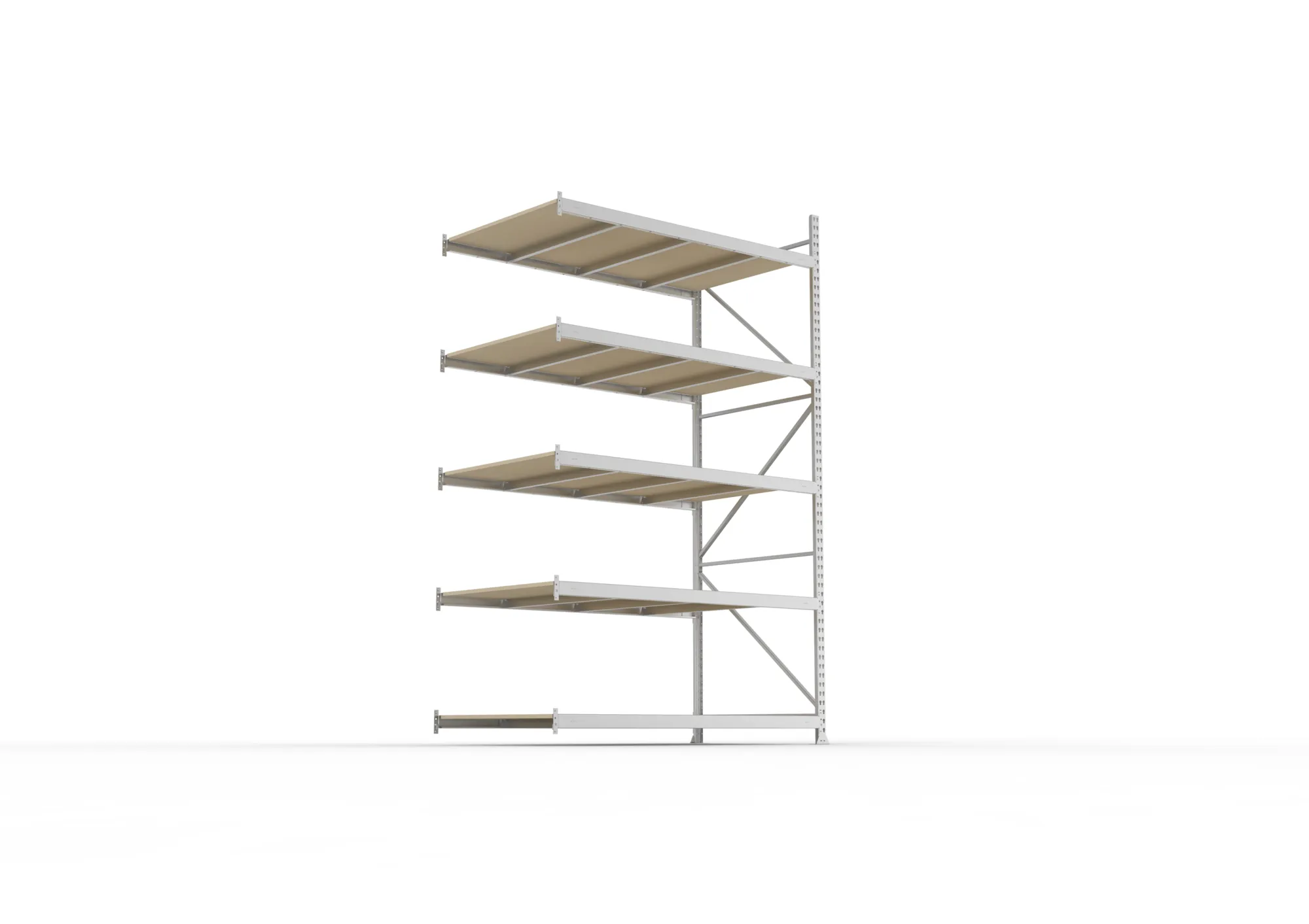 META MINI-RACK Weitspannregal | Anbauregal | 3000 x 1800 x 1050 mm | Fachlast 600 kg | Spanplattenböden | 5 Ebenen