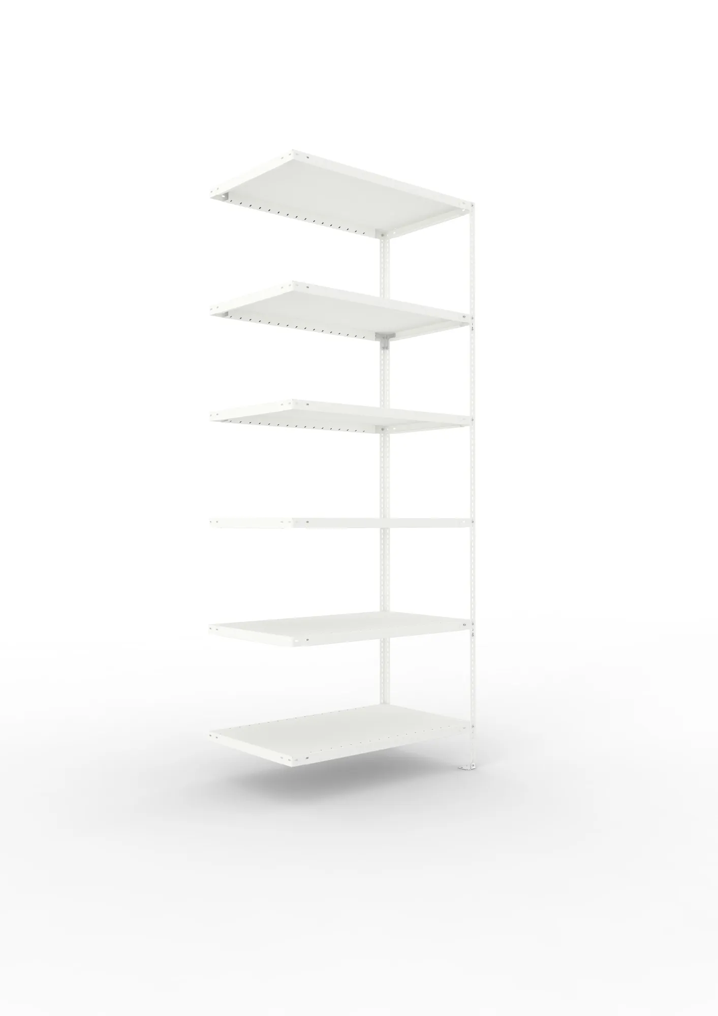 META FIX | Fachbodenregal | Anbauregal | 2500 x 1000 x 600 mm | Fachlast 100 kg | 6 Ebenen | RAL 7035