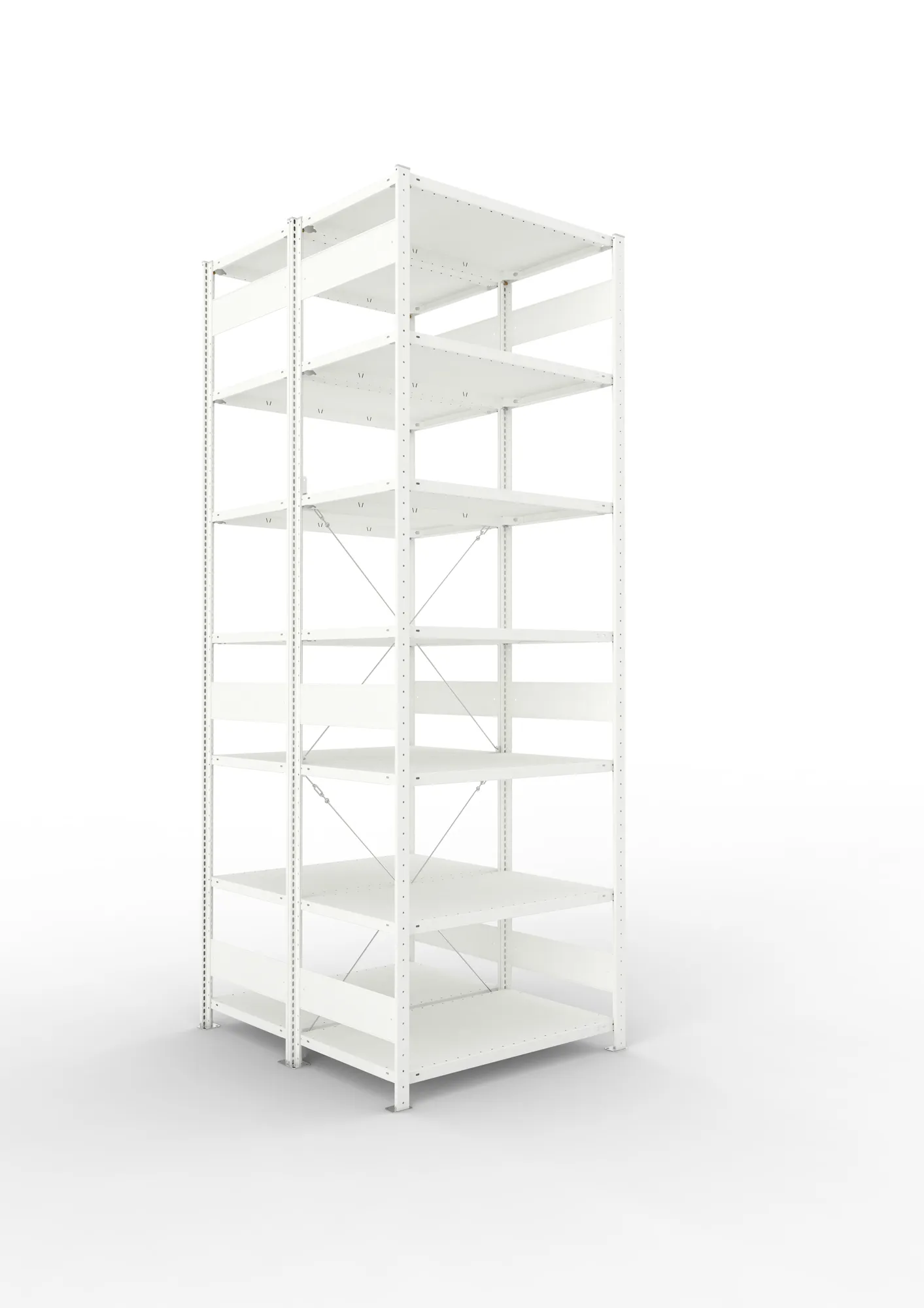 META CLIP | Fachbodenregal | Doppel-Grundregal | 3000 x 1000 x 600 mm | Fachlast 150 kg | 6+1 Ebenen | RAL 7035