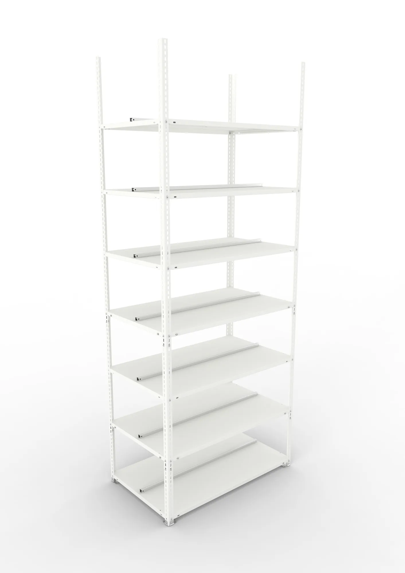 META FIX COMPACT | Büro-Schraubregal | Grundregal | 2500 x 1000 x 600 mm | Fachlast 100 kg | 7 Ebenen | RAL 7035