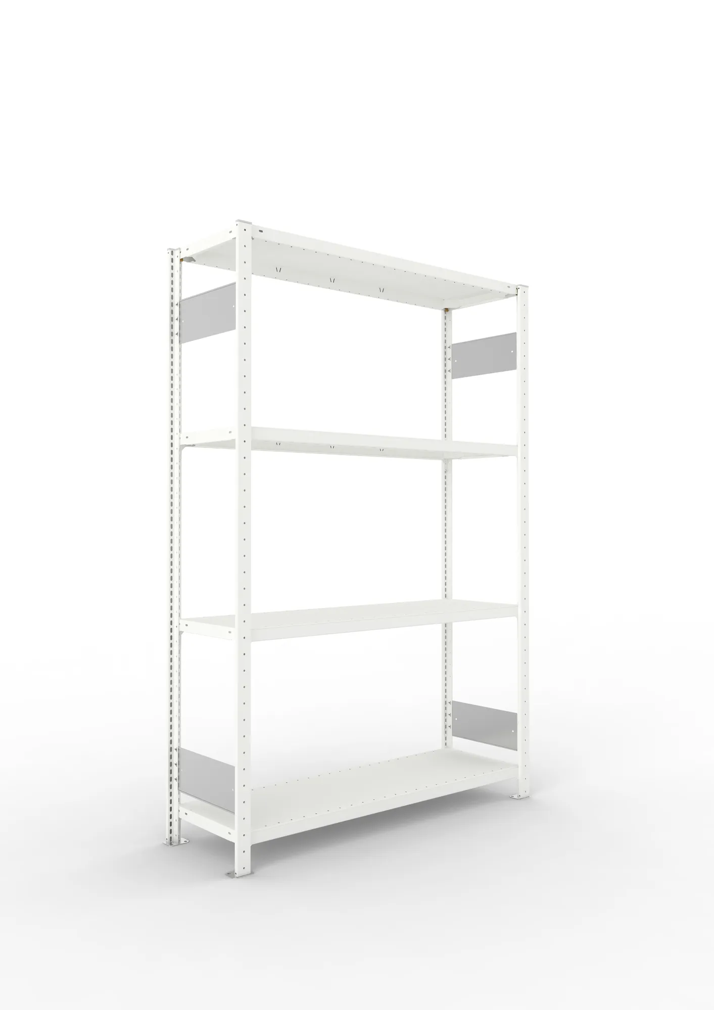 META CLIP S3 | Fachbodenregal | Grundregal | 2000 x 1300 x 400 mm | Fachlast 230 kg | 3+1 Ebenen | Längsriegel | RAL 7035