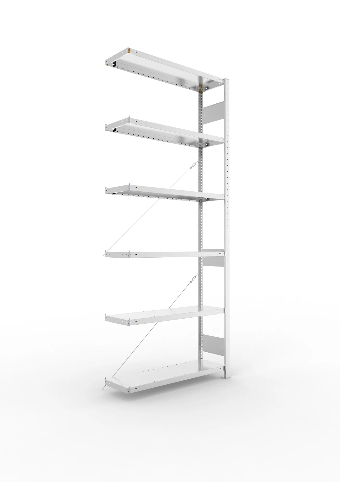 META CLIP S3 | Fachbodenregal | Anbauregal | 2500 x 1000 x 300 mm | Fachlast 230 kg | 5+1 Ebenen | verzinkt