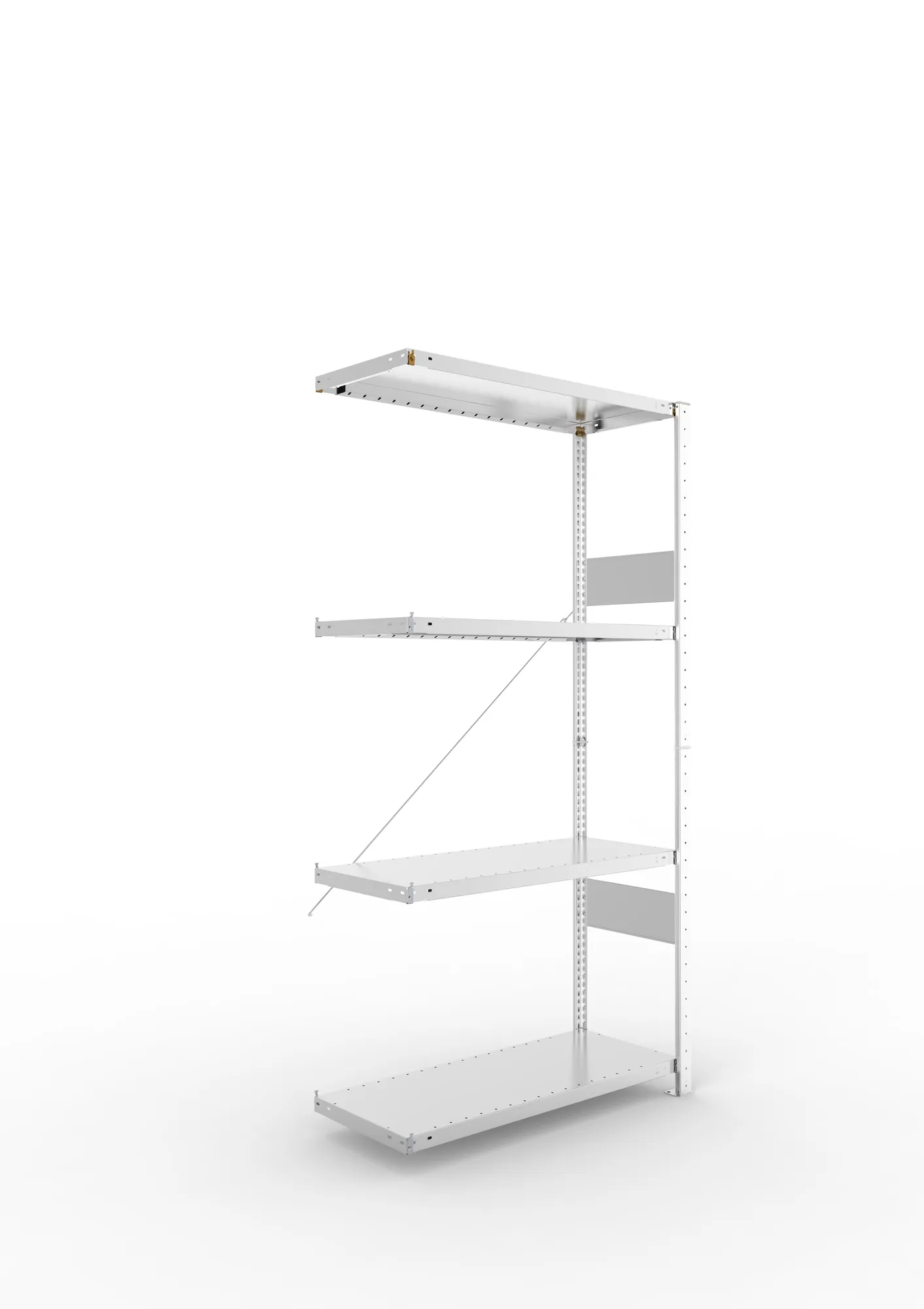 META CLIP SPLIT | Fachbodenregal | Anbauregal | 2000 x 1000 x 400 mm | Fachlast 100 kg | 3+1 Ebenen | verzinkt