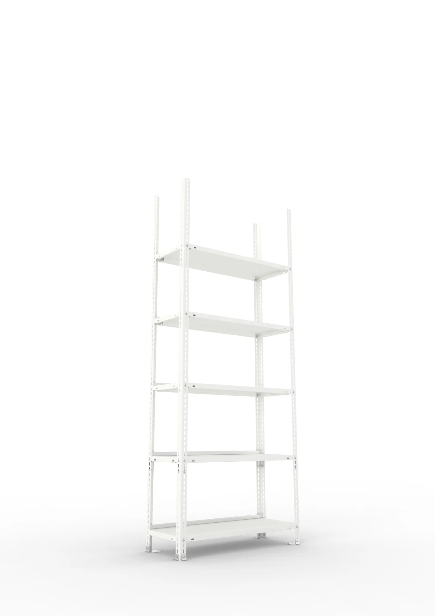 META FIX COMPACT | Büro-Schraubregal | Grundregal | 1850 x 750 x 300 mm | 90 kg | 5 Ebenen | RAL 7035