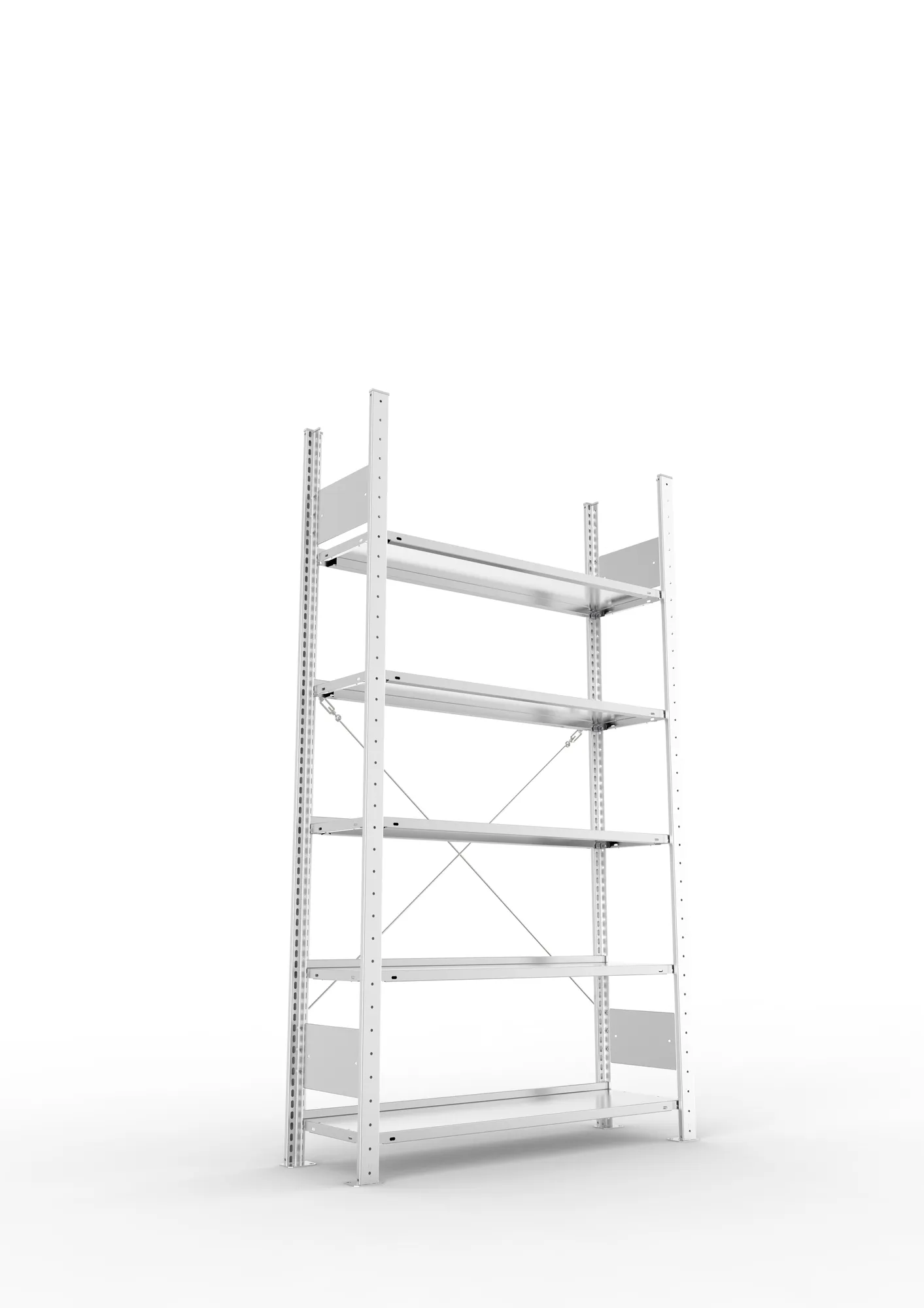 META COMPACT S3| Büro-Steckregal | Grundregal | 1850 x 1000 x 300 mm | Fachlast 80 kg | 5 Ebenen | Endanschlag | verzinkt