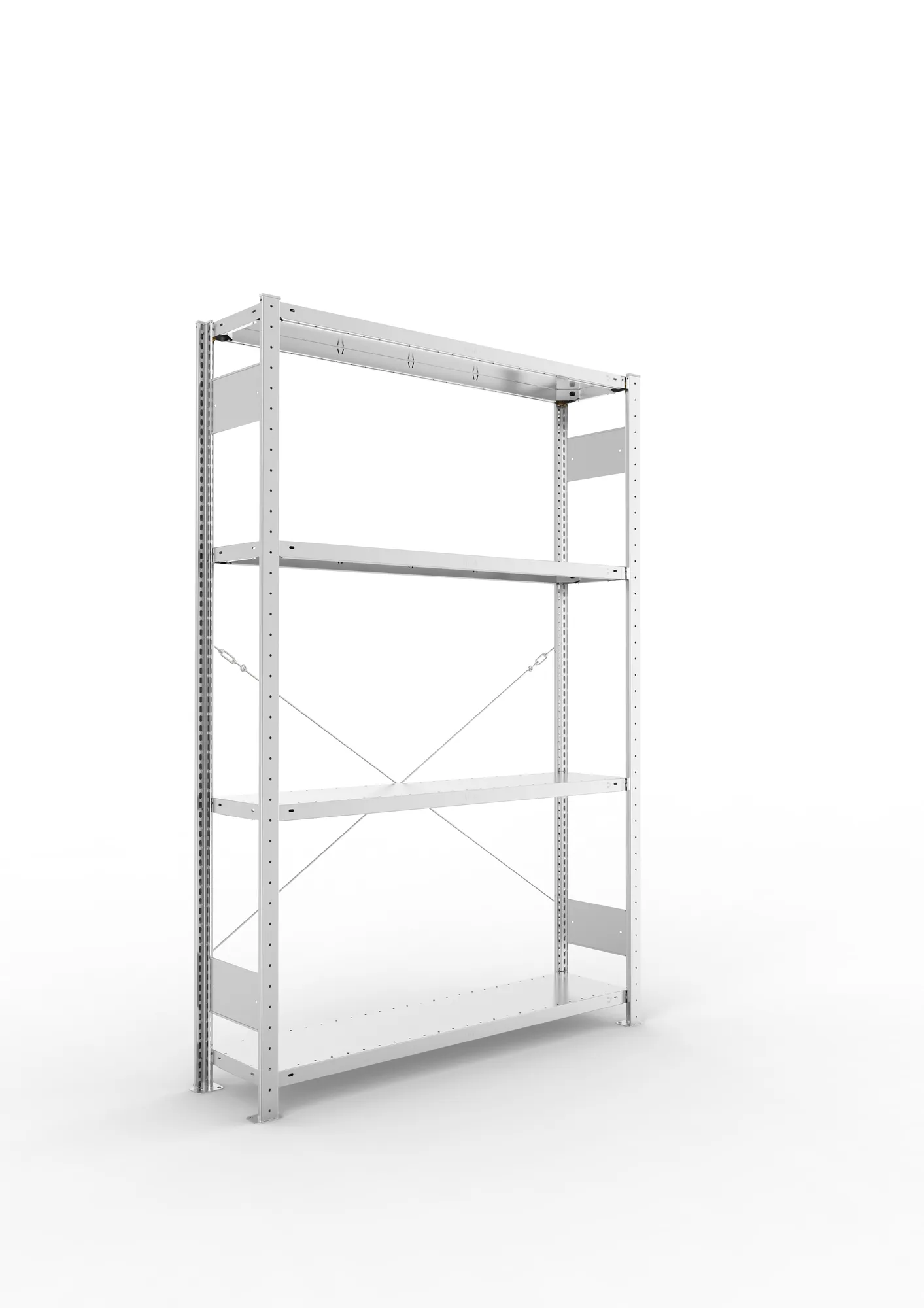 META CLIP | Fachbodenregal | Grundregal | 2000 x 1300 x 300 mm | Fachlast 230 kg | 3+1 Ebenen | verzinkt
