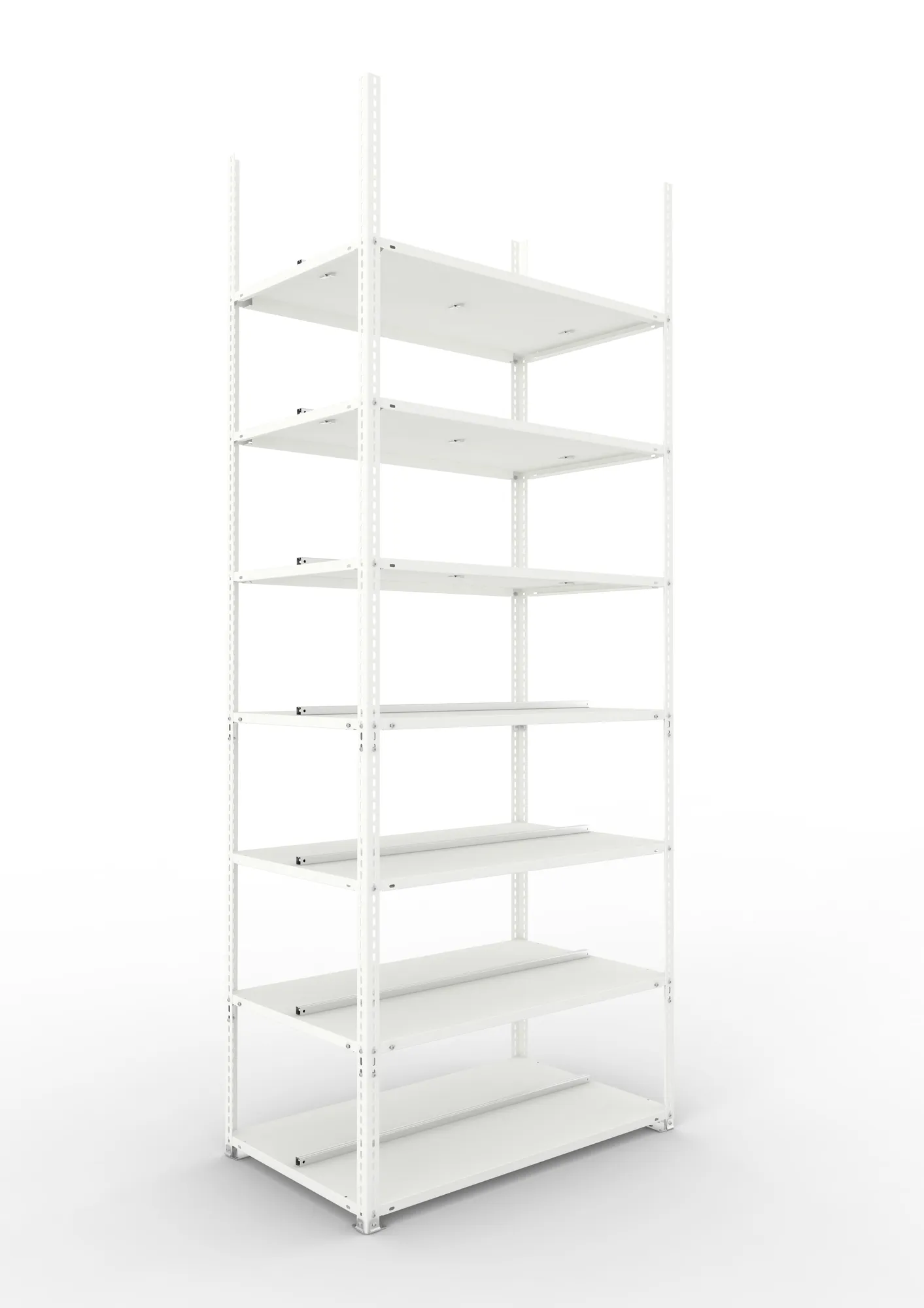 META FIX COMPACT | Büro-Schraubregal | Grundregal | 2500 x 1000 x 600 mm | Fachlast 100 kg | 7 Ebenen | RAL 7035