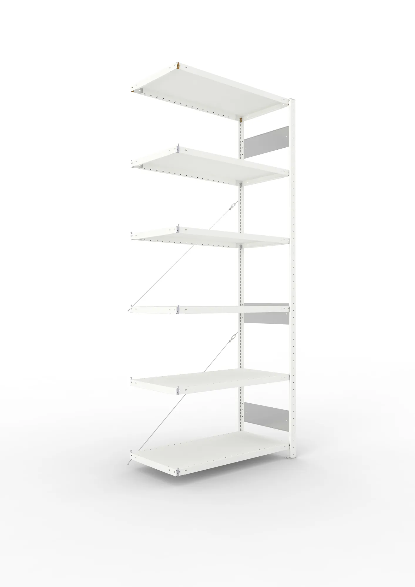 META CLIP S3 | Fachbodenregal | Anbauregal | 2500 x 1000 x 500 mm | Fachlast 100 kg | 5+1 Ebenen | RAL 7035