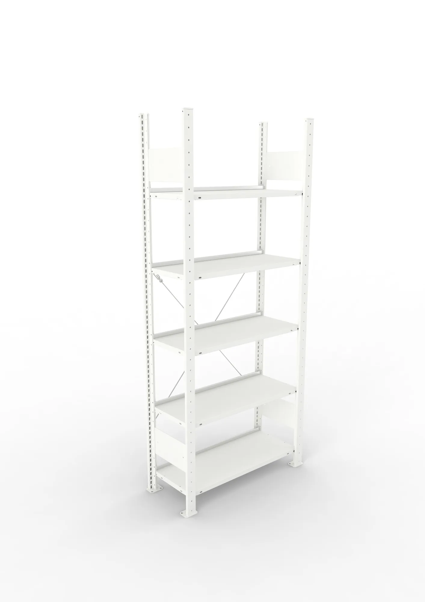 META COMPACT | Büro-Steckregal | Grundregal | 1850 x 750 x 300 mm | Fachlast 80 kg | 5 Ebenen | RAL 7035