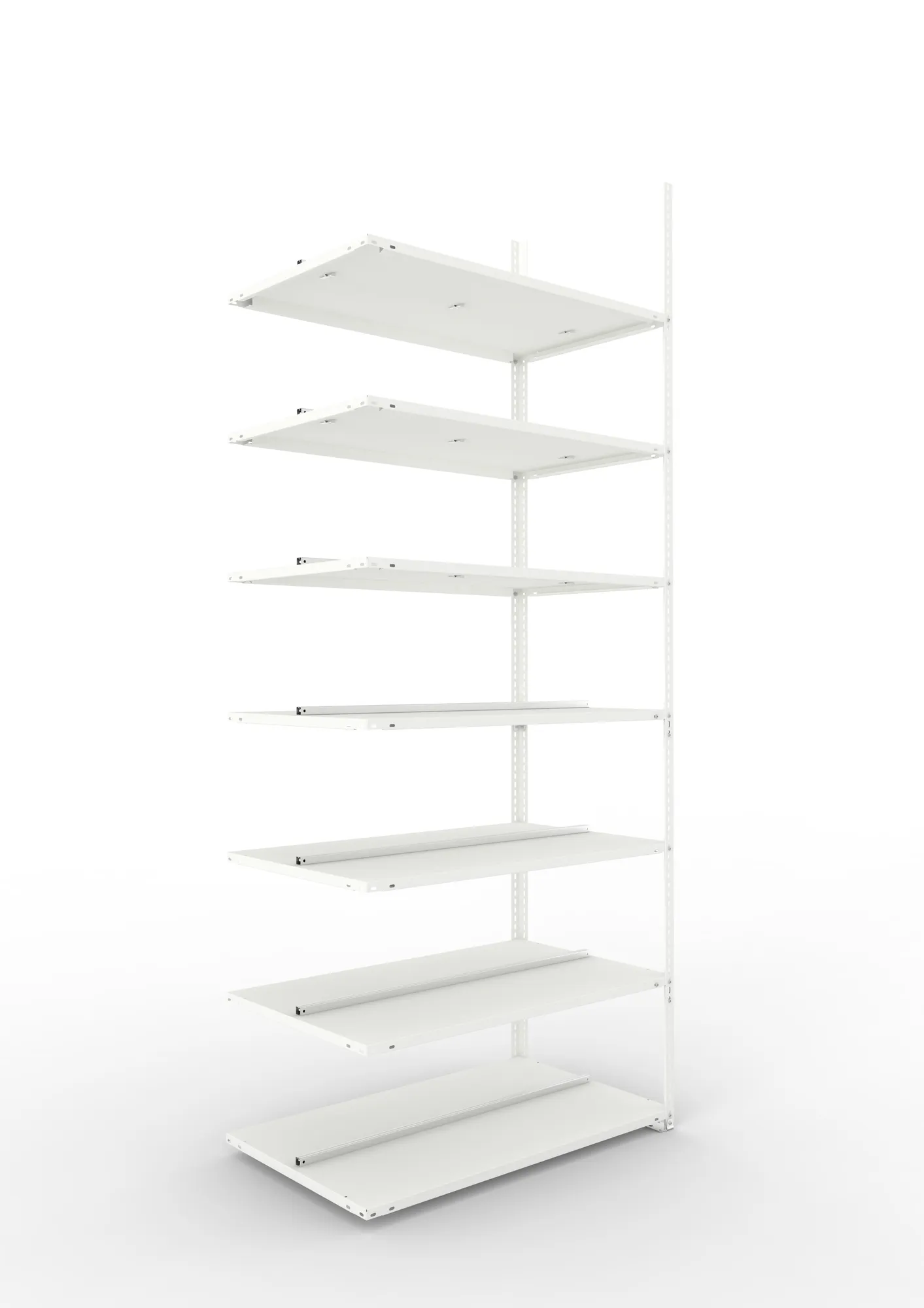 META FIX COMPACT | Büro-Schraubregal | Anbauregal | 2500 x 1000 x 600 mm | Fachlast 100 kg | 7 Ebenen | RAL 7035