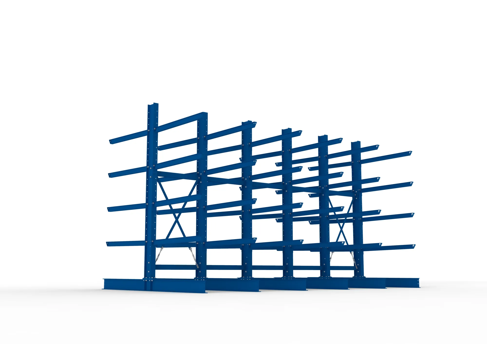 META MULTISTRONG H | Kragarmregal | 5 Felder | 3000 x 5000 x 1250 mm | Armlast 400 kg | doppelseitig | 4+1 Ebenen