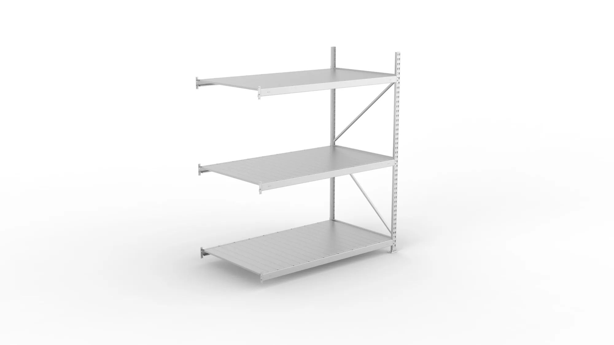 META MINI-RACK Weitspannregal | Anbauregal | 2200 x 1800 x 1050 mm | Fachlast 600 kg | Stahlpaneelböden | 3 Ebenen