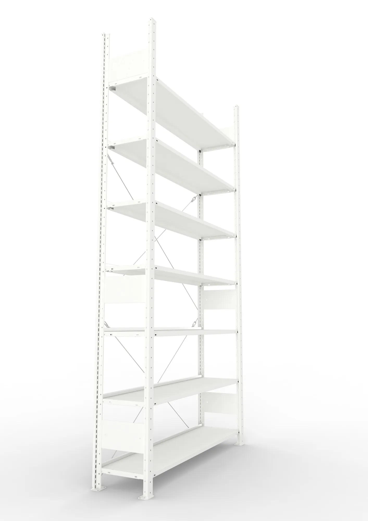 META COMPACT | Büro-Steckregal | Grundregal | 2500 x 1250 x 300 mm | Fachlast 80 kg | 7 Ebenen | RAL 7035