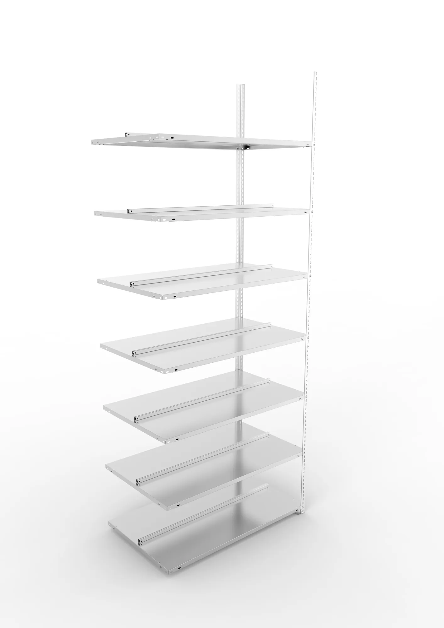 META FIX COMPACT | Büro-Schraubregal | Anbauregal | 2500 x 1000 x 600 mm | Fachlast 100 kg | 7 Ebenen | verzinkt
