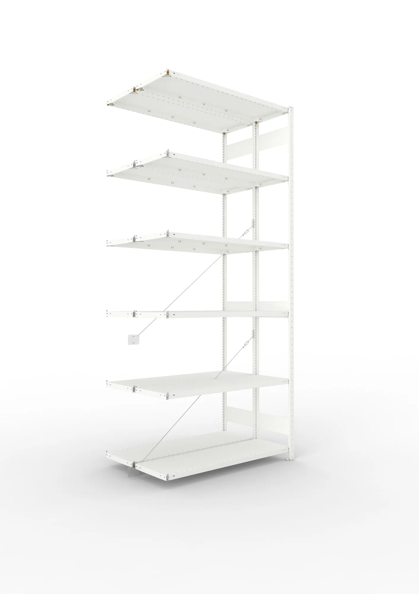 META CLIP | Fachbodenregal | Doppel-Anbauregal | 3000 x 1300 x 400 mm | Fachlast 230 kg | 5+1 Ebenen | RAL 7035