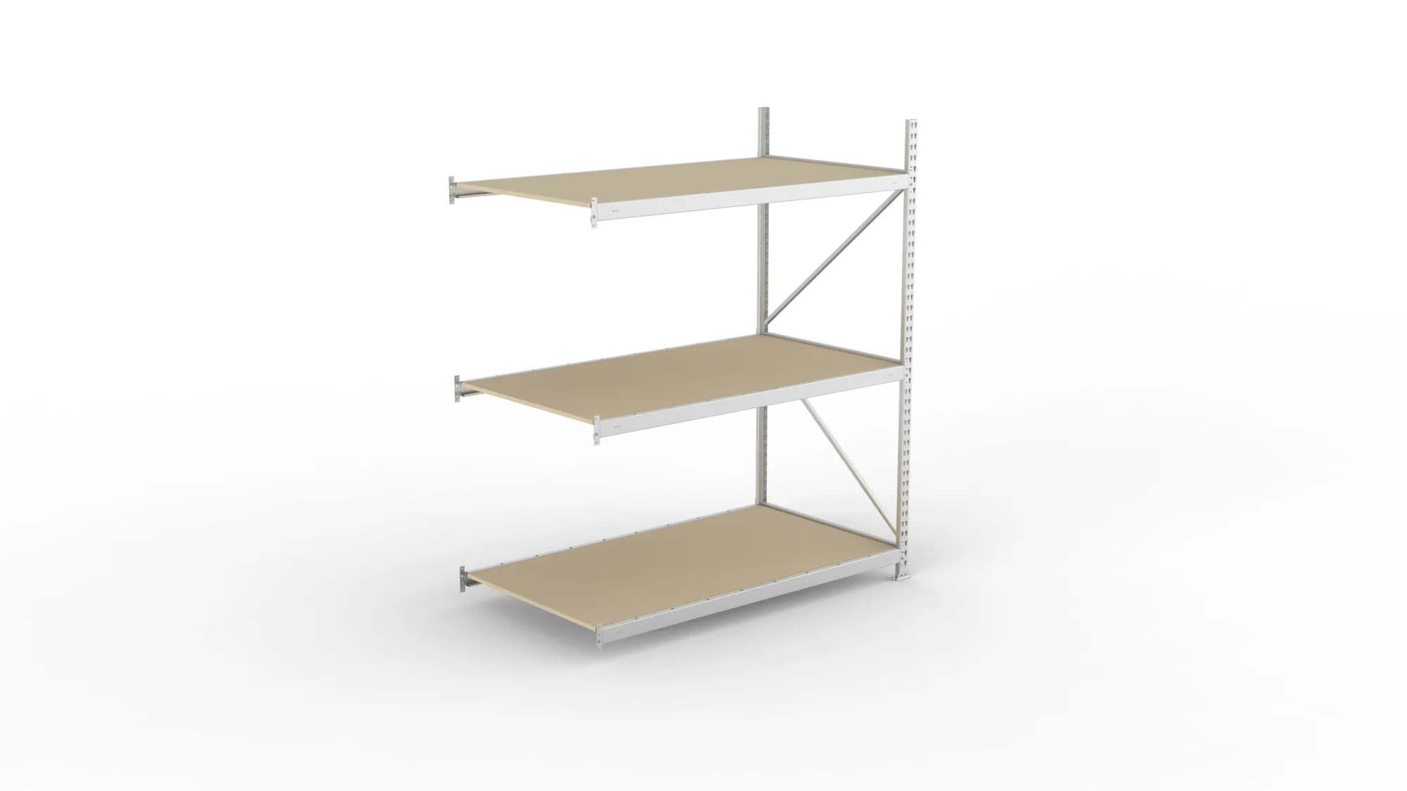 META MINI-RACK Weitspannregal | Anbauregal | 2200 x 1800 x 1050 mm | Fachlast 600 kg | Spanplattenböden | 3 Ebenen