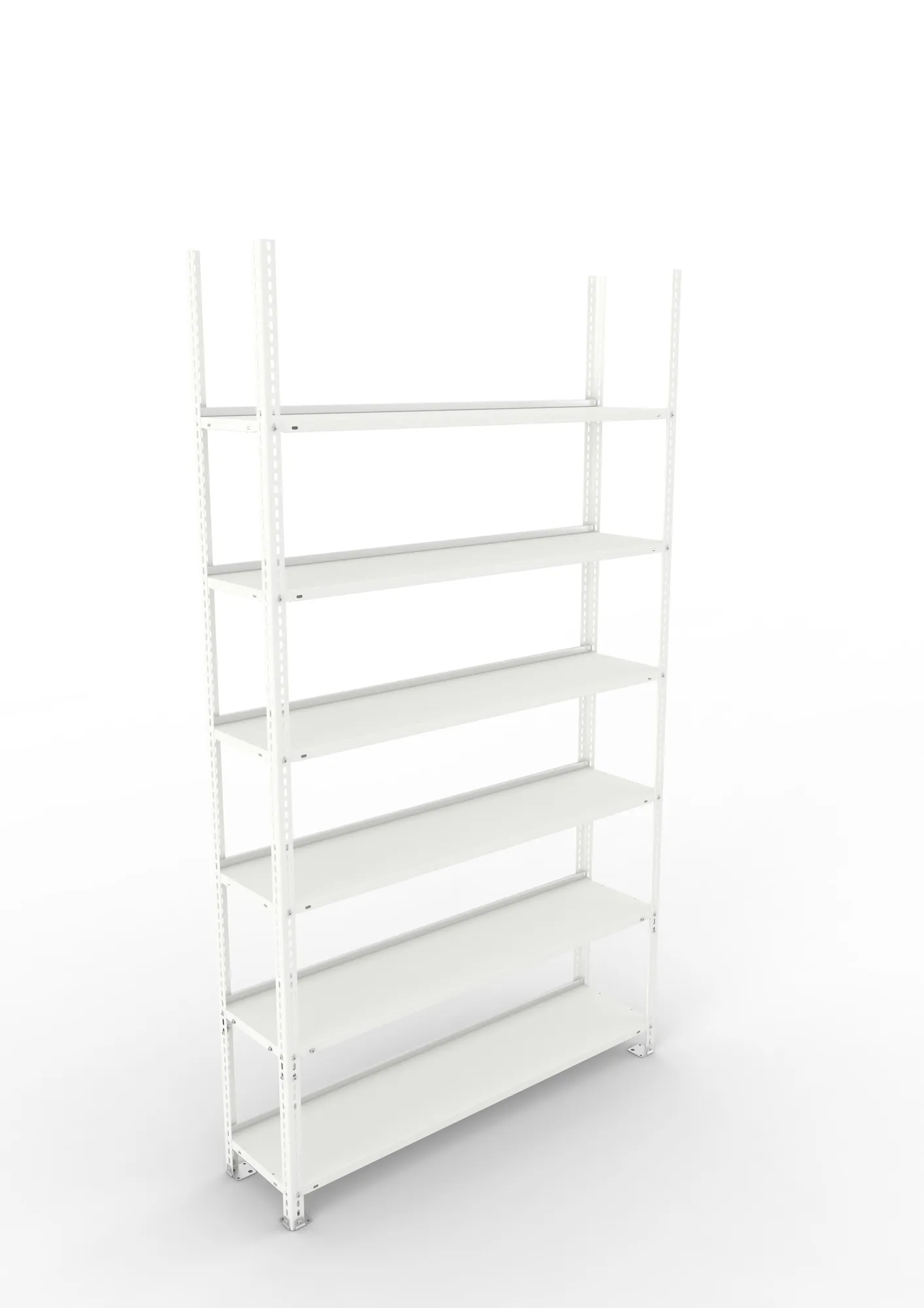 META FIX COMPACT | Büro-Schraubregal | Grundregal | 2200 x 1250 x 300 mm | Fachlast 80 kg | 6 Ebenen | RAL 7035