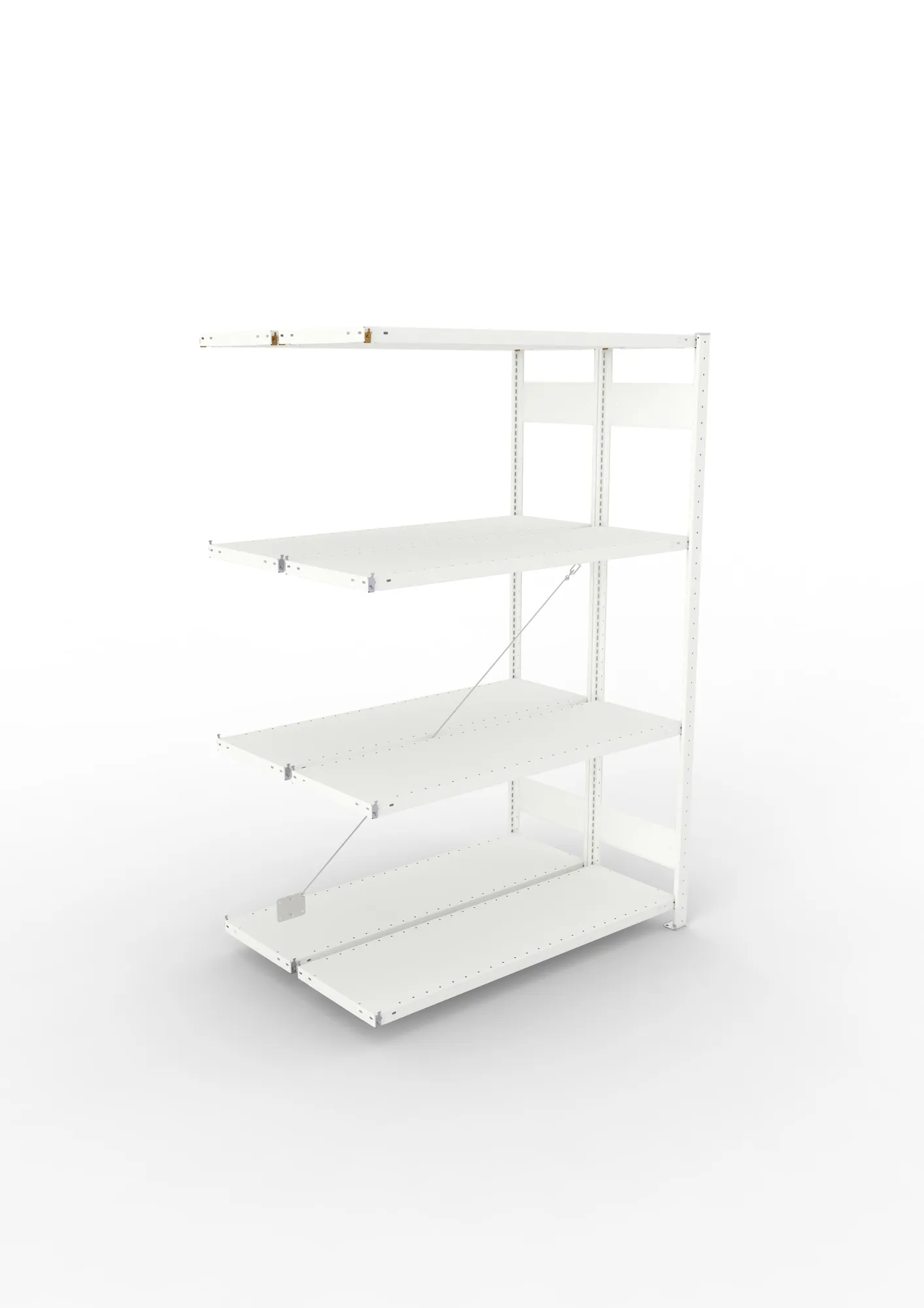 META CLIP | Fachbodenregal | Doppel-Anbauregal | 2000 x 1300 x 400 mm | Fachlast 230 kg | 3+1 Ebenen | RAL 7035