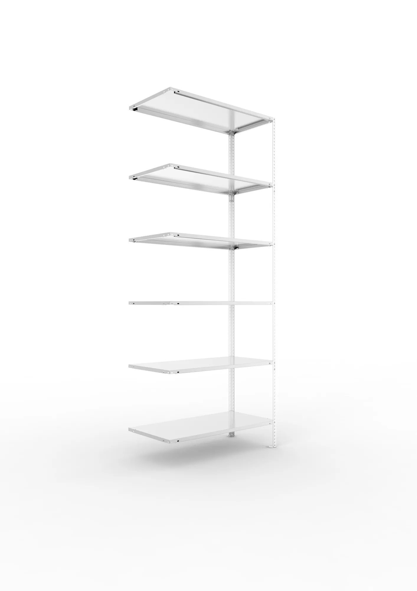 META FIX | Fachbodenregal | Anbauregal | 2500 x 1000 x 500 mm | Fachlast 80 kg | 6 Ebenen | verzinkt