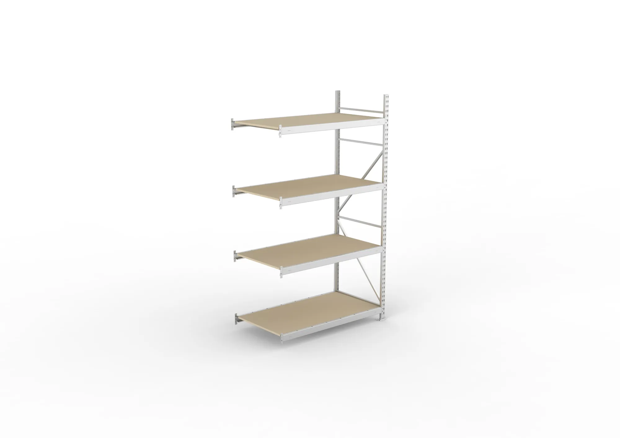 META MINI-RACK Weitspannregal | Anbauregal | 2500 x 1400 x 800 mm | Fachlast 600 kg | Spanplattenböden | 4 Ebenen