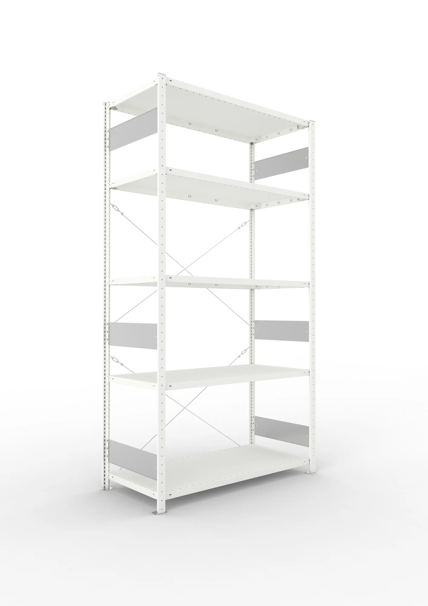 META CLIP S3 | Fachbodenregal | Grundregal | 2500 x 1300 x 600 mm | Fachlast 230 kg | 4+1 Ebenen | RAL 7035