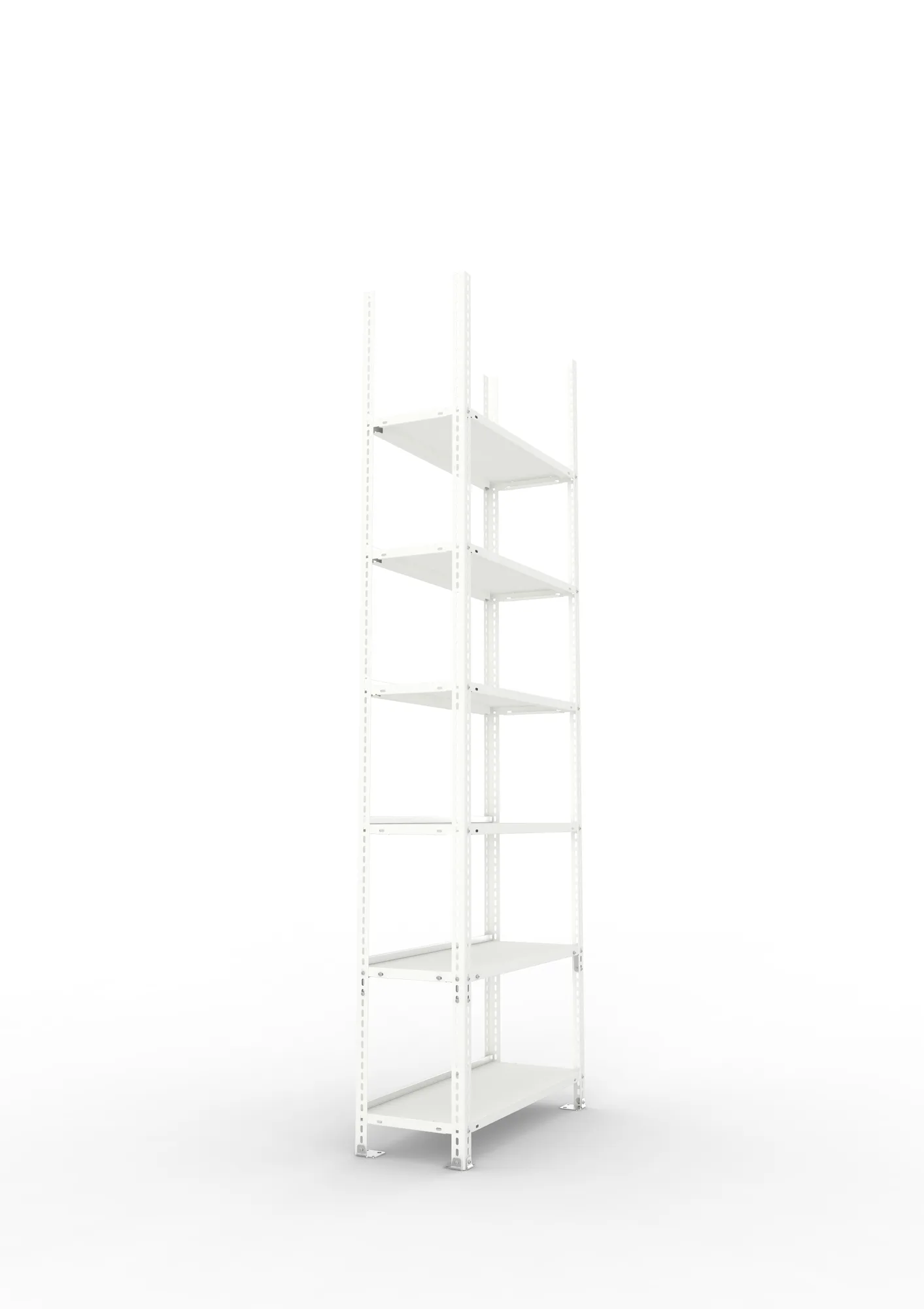 META FIX COMPACT | Büro-Schraubregal | Grundregal | 2200 x 750 x 300 mm | Fachlast 80 kg | 6 Ebenen | RAL 7035