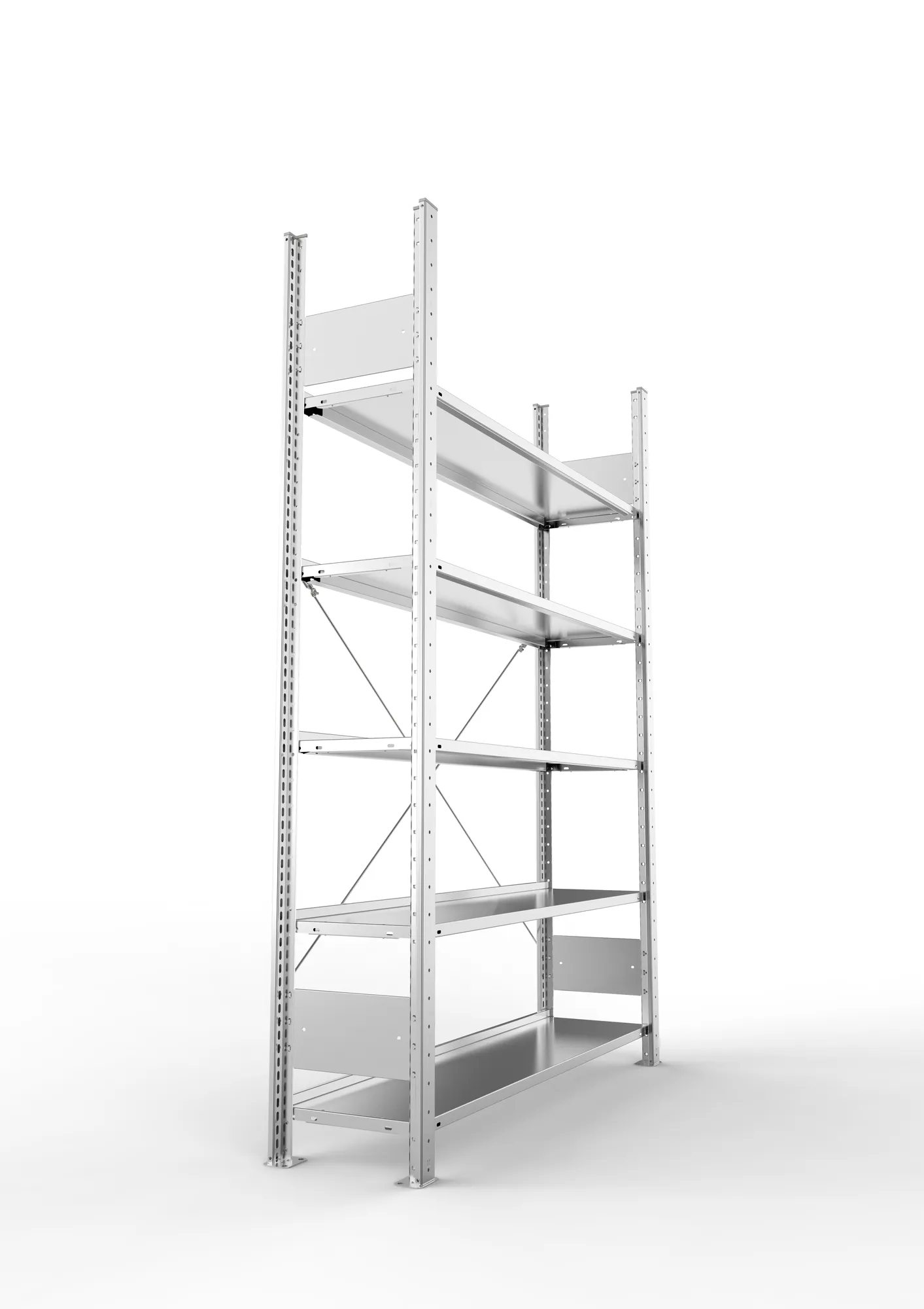 META COMPACT S3| Büro-Steckregal | Grundregal | 1850 x 1250 x 300 mm | Fachlast 80 kg | 5 Ebenen | Endanschlag | verzinkt