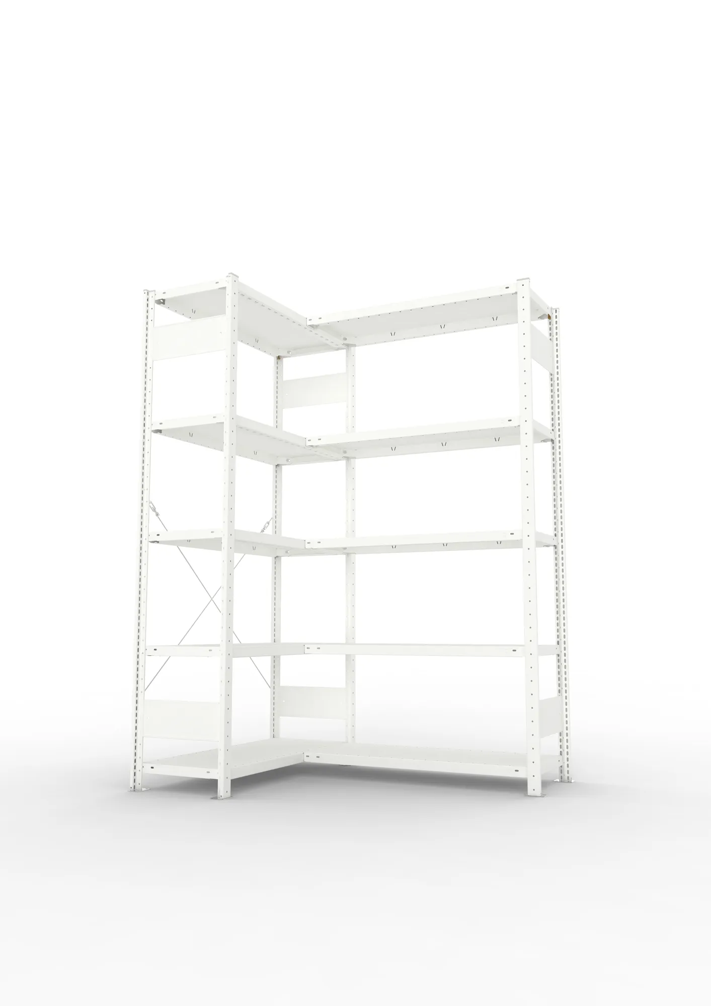 META CLIP | Eckregal | 2000 x 1000 x 400 mm | Fachlast 100 kg | 4+1 Ebenen | RAL 7035