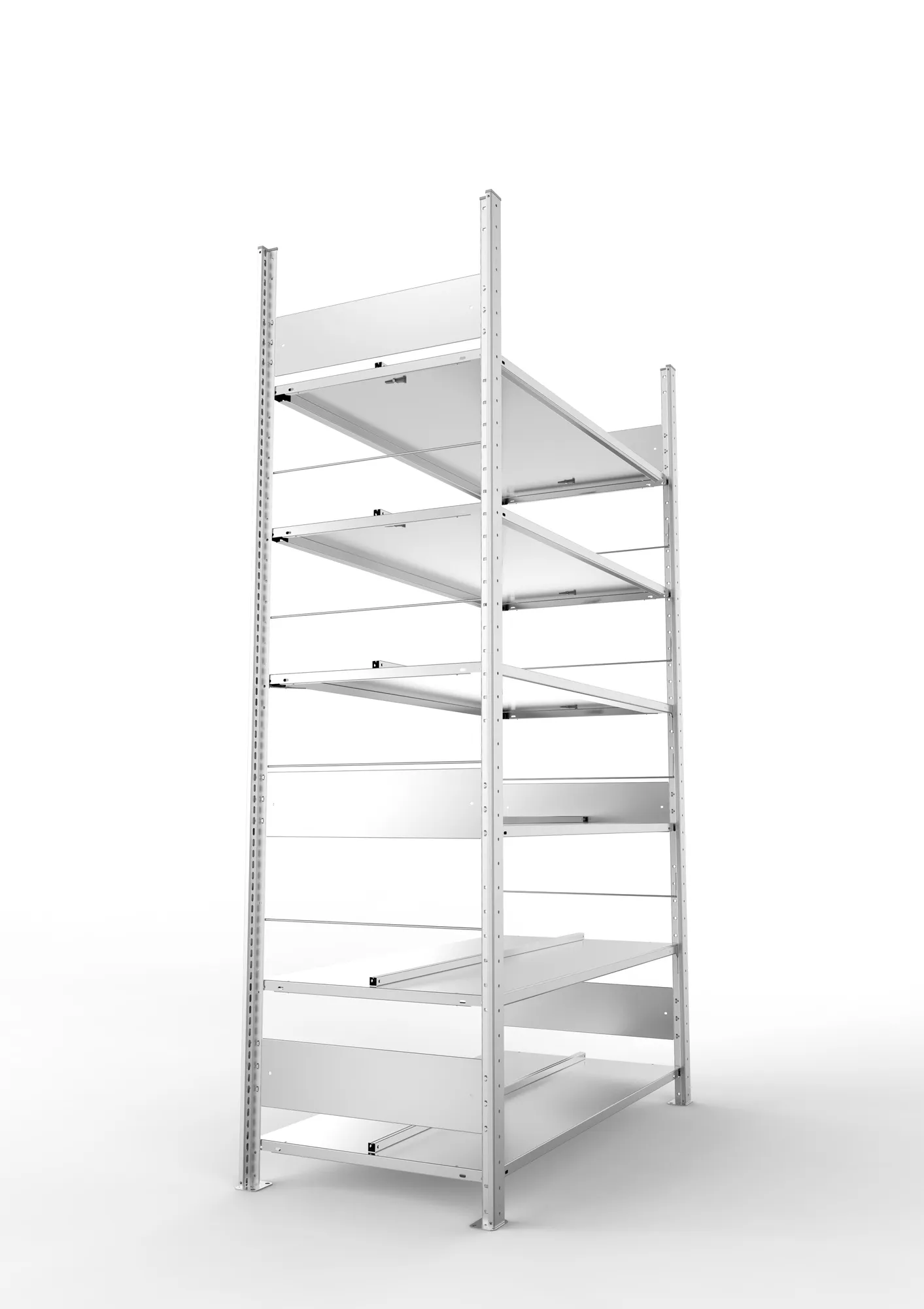 META COMPACT S3| Büro-Steckregal | Doppel-Grundregal | 2200 x 1250 x 600 mm | Fachlast 100 kg | 6 Ebenen | Mittelanschlag | verzinkt