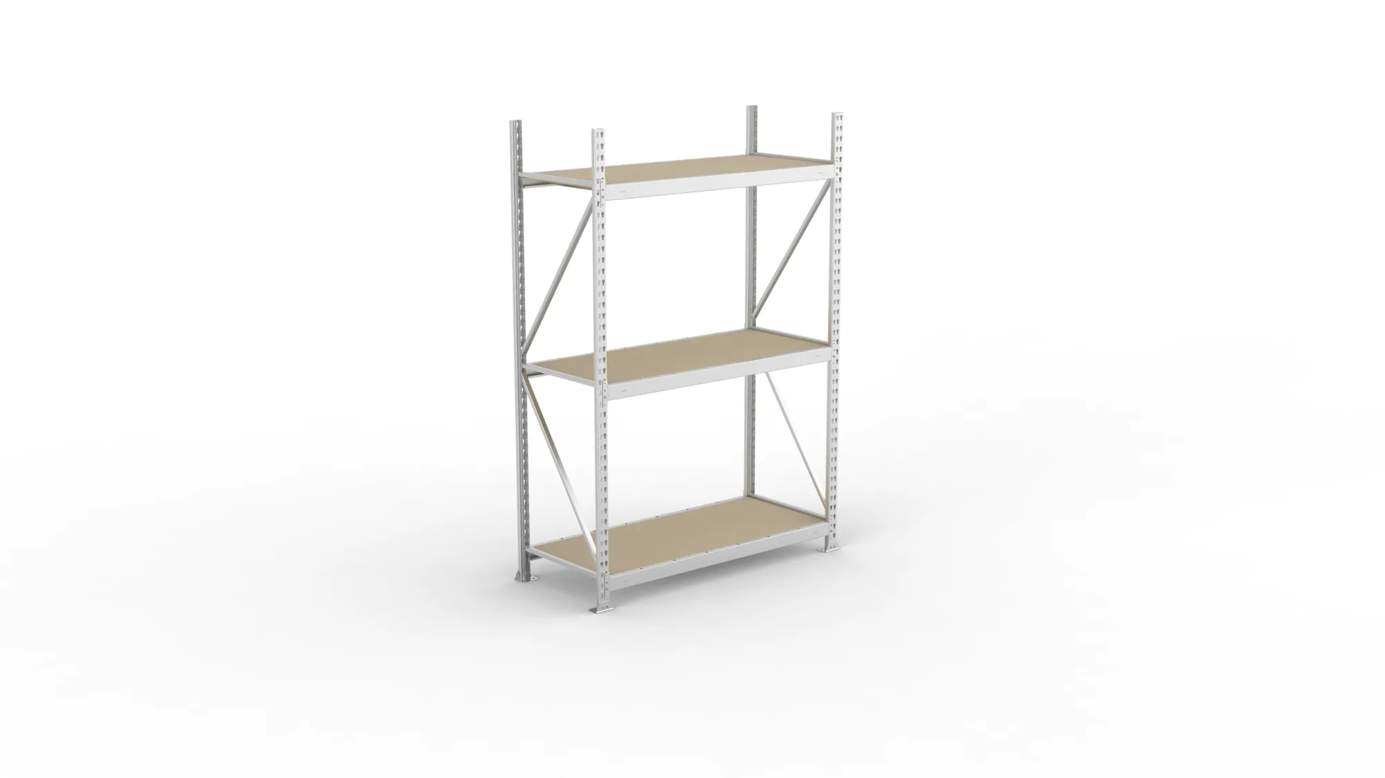 META MINI-RACK Weitspannregal | Grundregal | 2200 x 1400 x 650 mm | Fachlast 600 kg | Spanplattenböden | 3 Ebenen