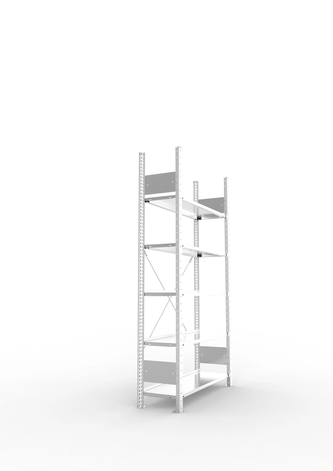 META COMPACT S3| Büro-Steckregal | Grundregal | 1850 x 1000 x 300 mm | Fachlast 80 kg | 5 Ebenen | Endanschlag | verzinkt